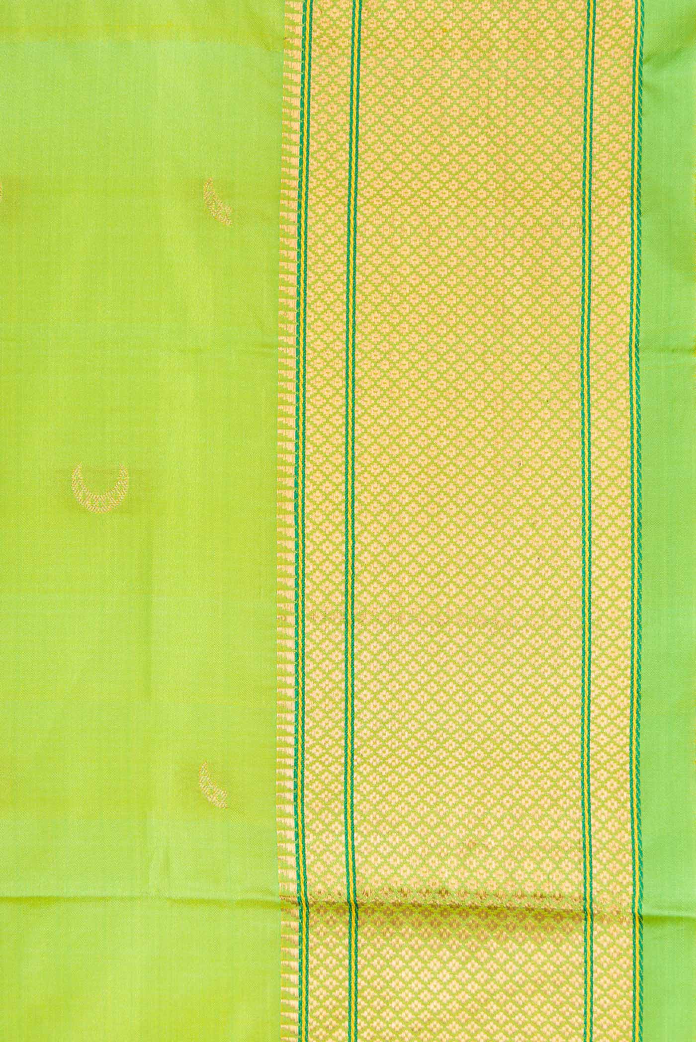 Border image of Parrot Green Dual Tone Paithani Silk Saree with Zari Butta on the body and Zari Border. 