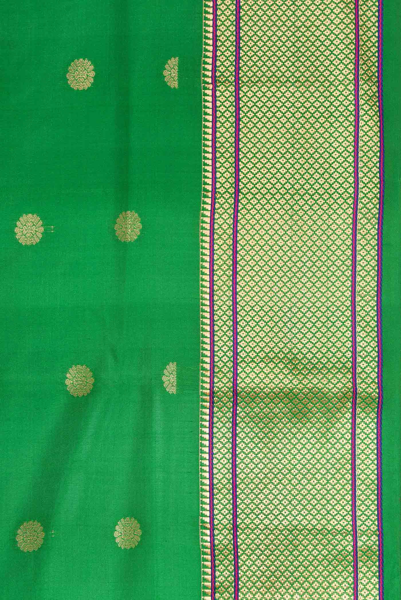 Border image of Green Dual Tone Blended Bangalore Silk Saree with Zari Butta on the body and Zari Border