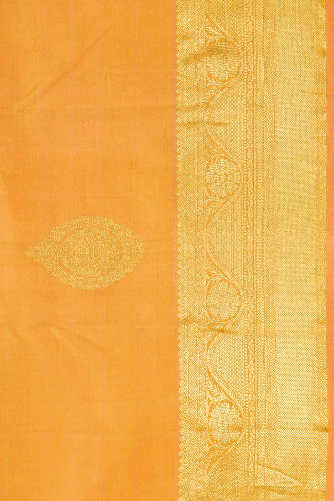 Border image of Golden Peach Dual Tone Kanjivaram Silk Saree with Zari Butta on the body and Zari Border. 