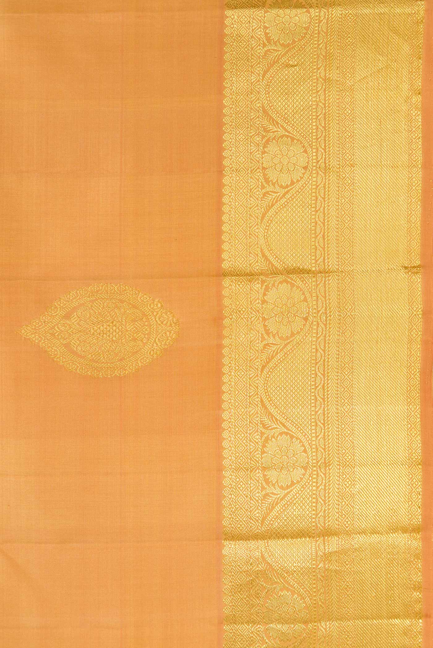 Border image of Sandal Dual Tone Kanjivaram Silk Saree with Zari Butta on the body and Zari Border. 