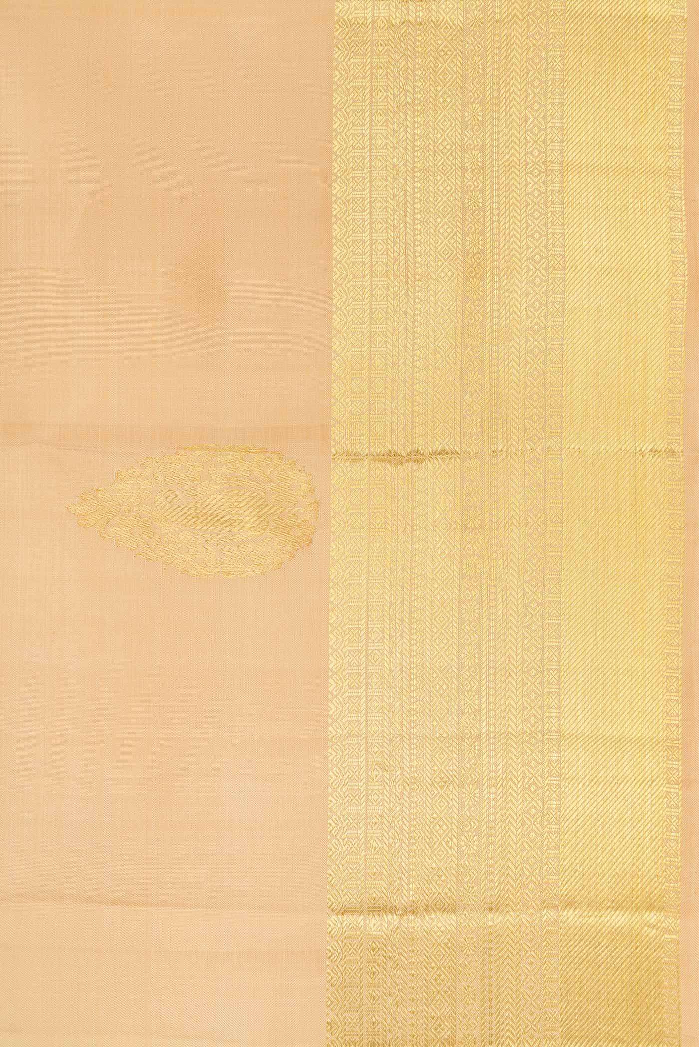 Border image of Beige Dual Tone Kanjivaram Silk Saree with Zari Butta on the body and Zari Border. 