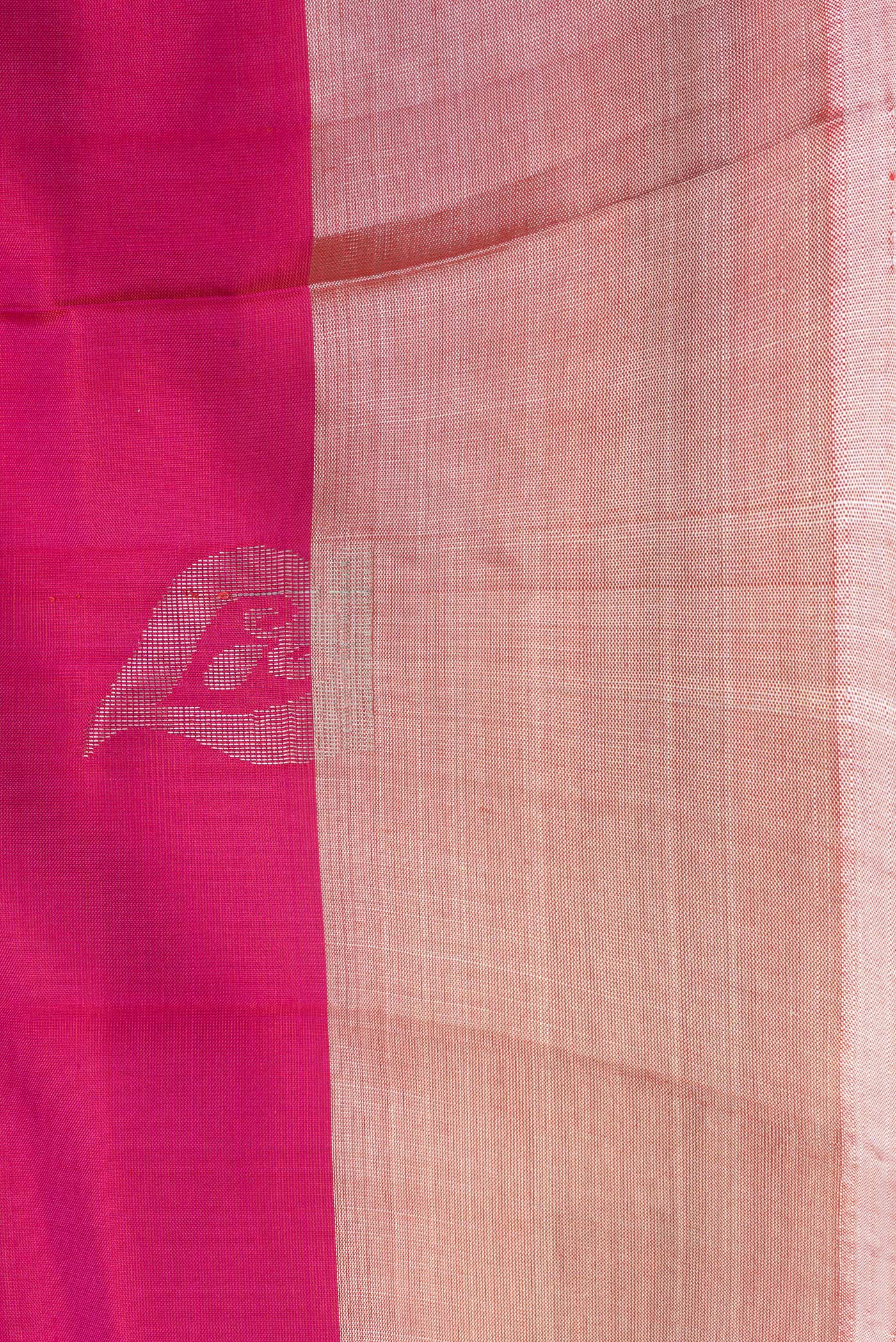 Border image of Pink Dual Tone Uppada Silk Saree with Zari Butta on the body and Zari Border. 