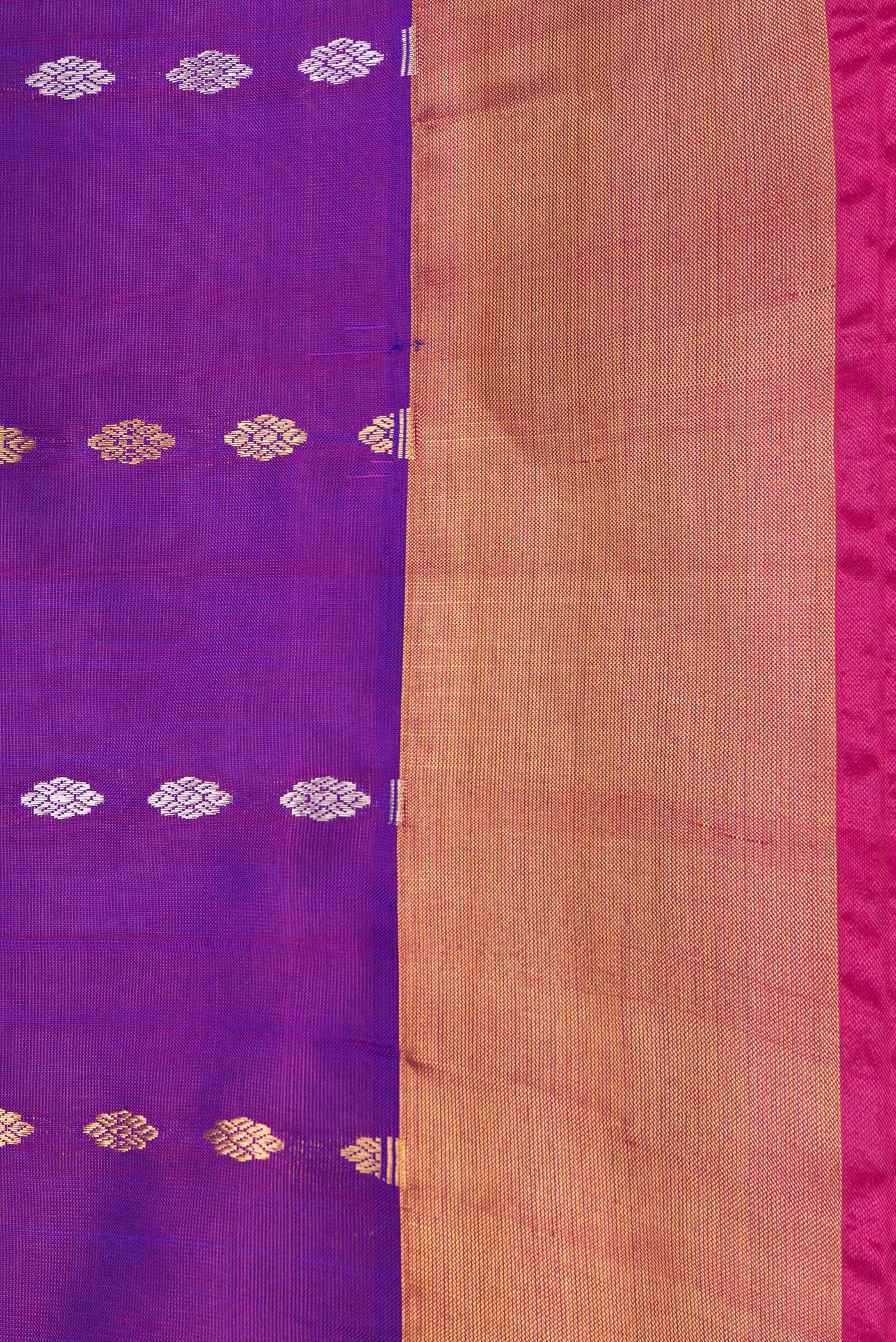 Border image of Peacock Blue Dual Tone Uppada Silk Saree with Zari Butta on the body and Zari Border. 