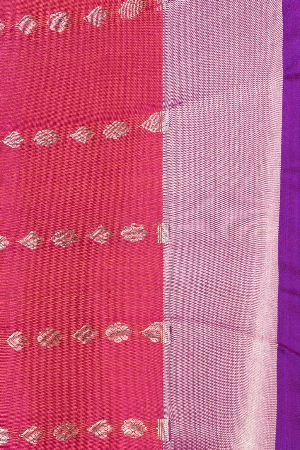 Border image of Pink Dual Tone Uppada Silk Saree with Zari Butta on the body and Zari Border. 