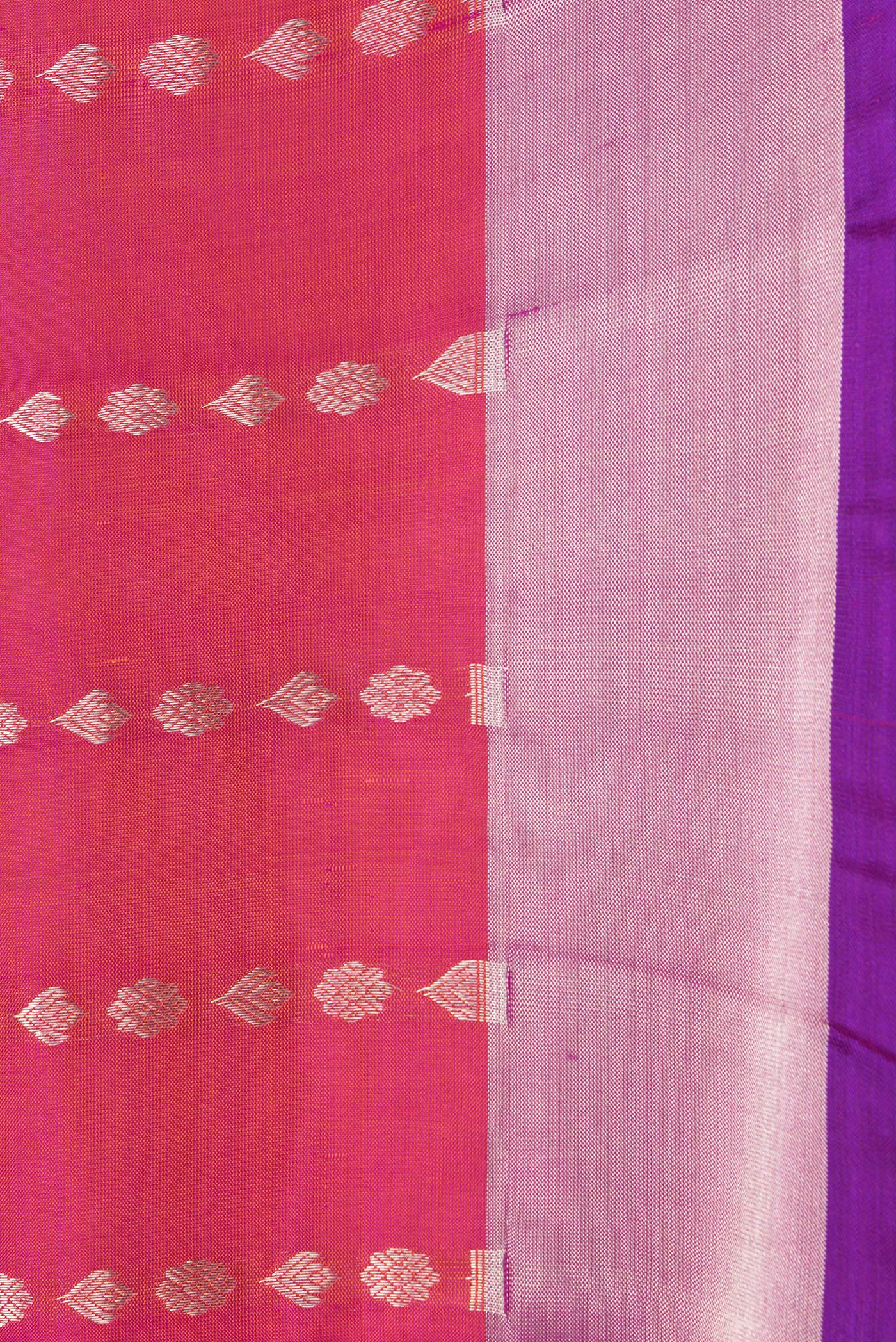 Border image of Pink Dual Tone Uppada Silk Saree with Zari Butta on the body and Zari Border. 