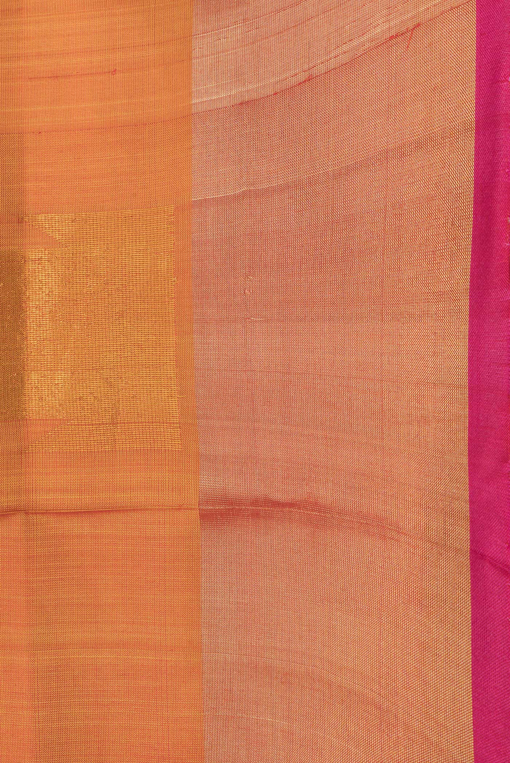 Border image of Mustard Dual Tone Uppada Silk Saree with Zari Butta on the body and Temple Border. 