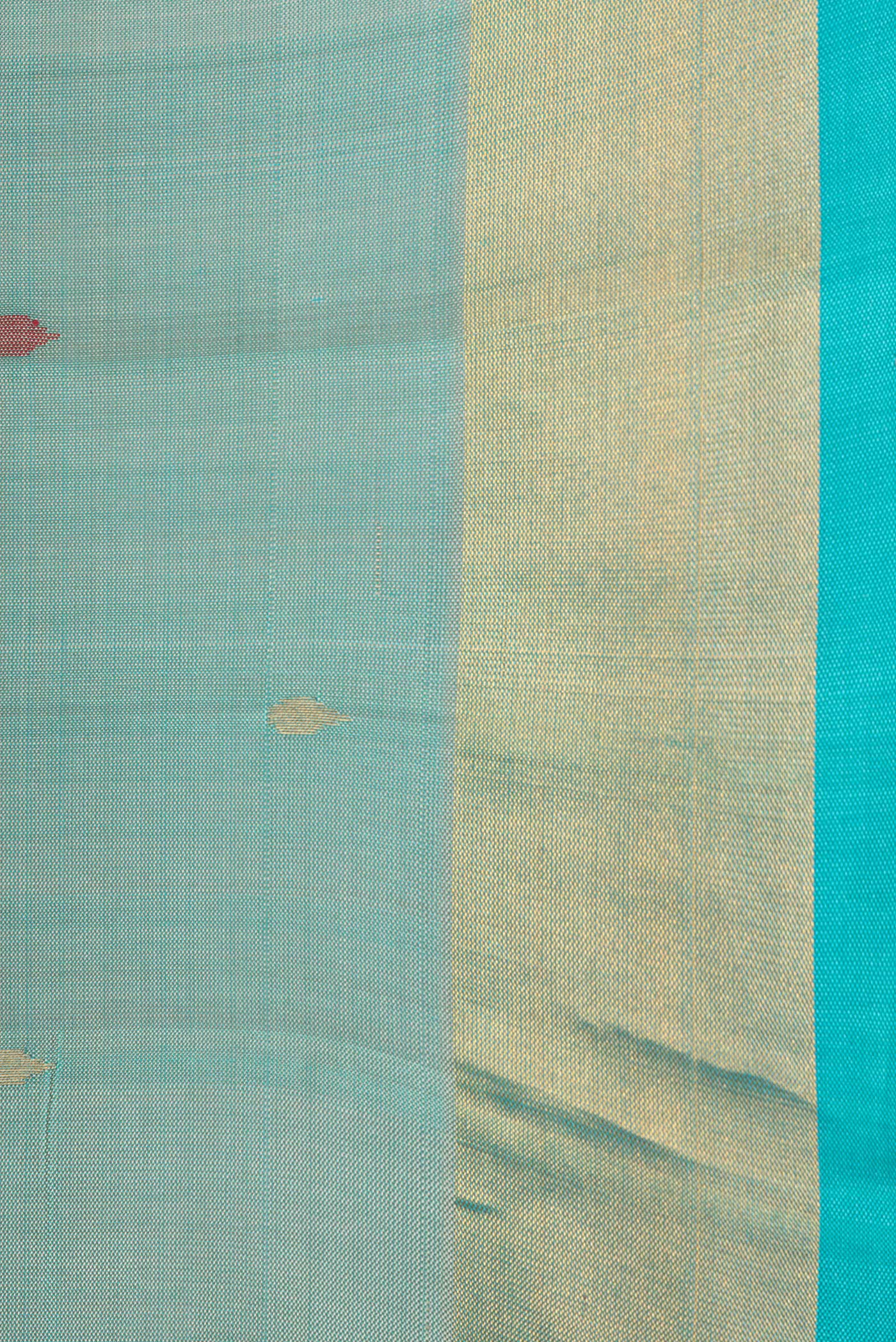 Border image of Sea Green Dual Tone Uppada Silk Saree with Zari And Thread Butta on the body and Zari Border. 