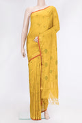 Mustard Dual Tone Uppada Silk Saree with Zari And Thread Butta on the body and Zari Border.  displayed on a mannequin