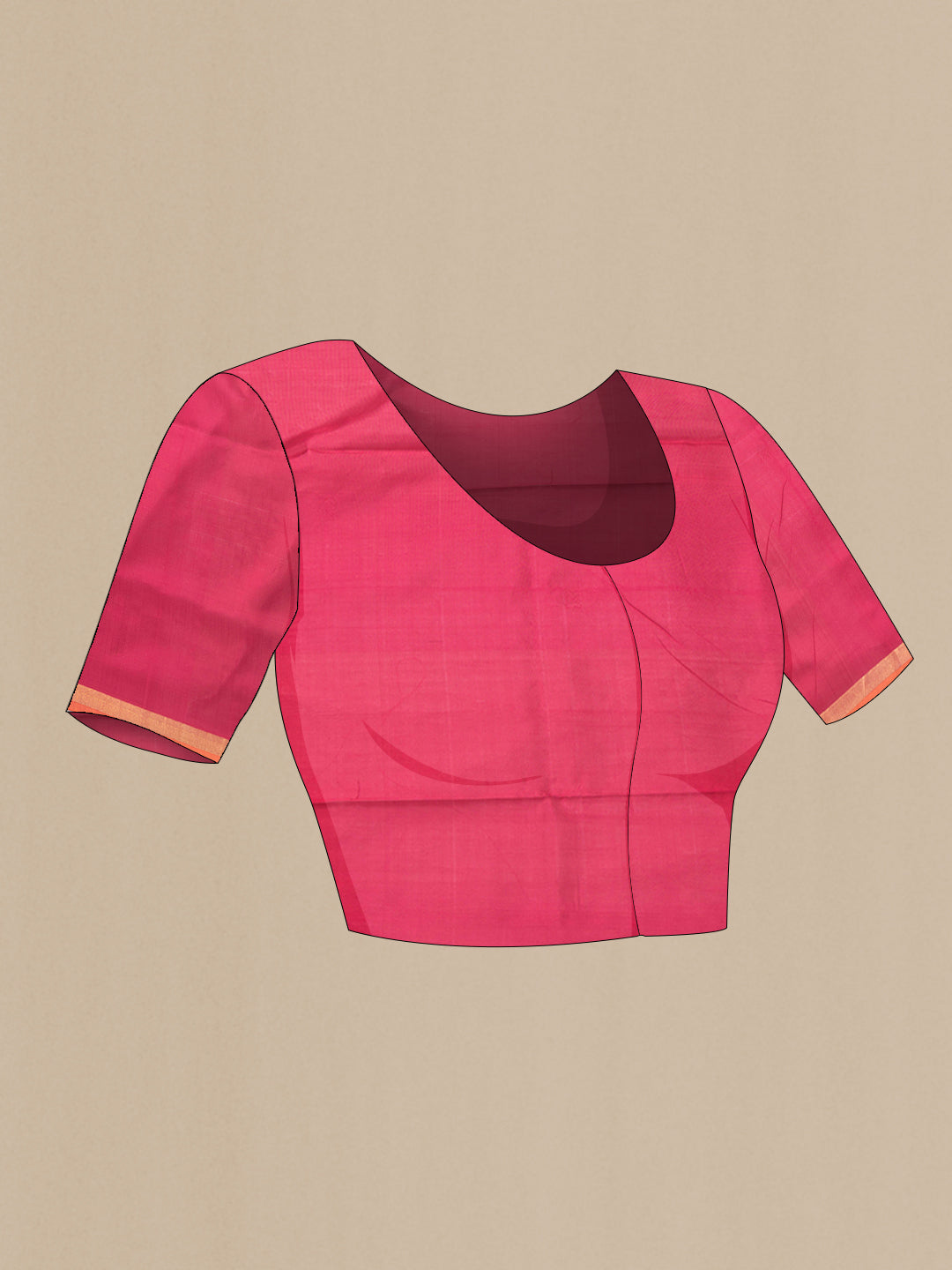 Close up image of the blouse of Pink Dual Tone Uppada Silk Saree with Zari And Thread Butta on the body and Zari Border. 