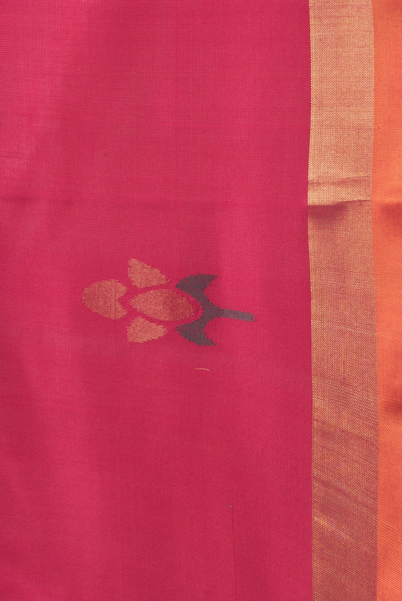 Border image of Pink Dual Tone Uppada Silk Saree with Zari And Thread Butta on the body and Zari Border. 