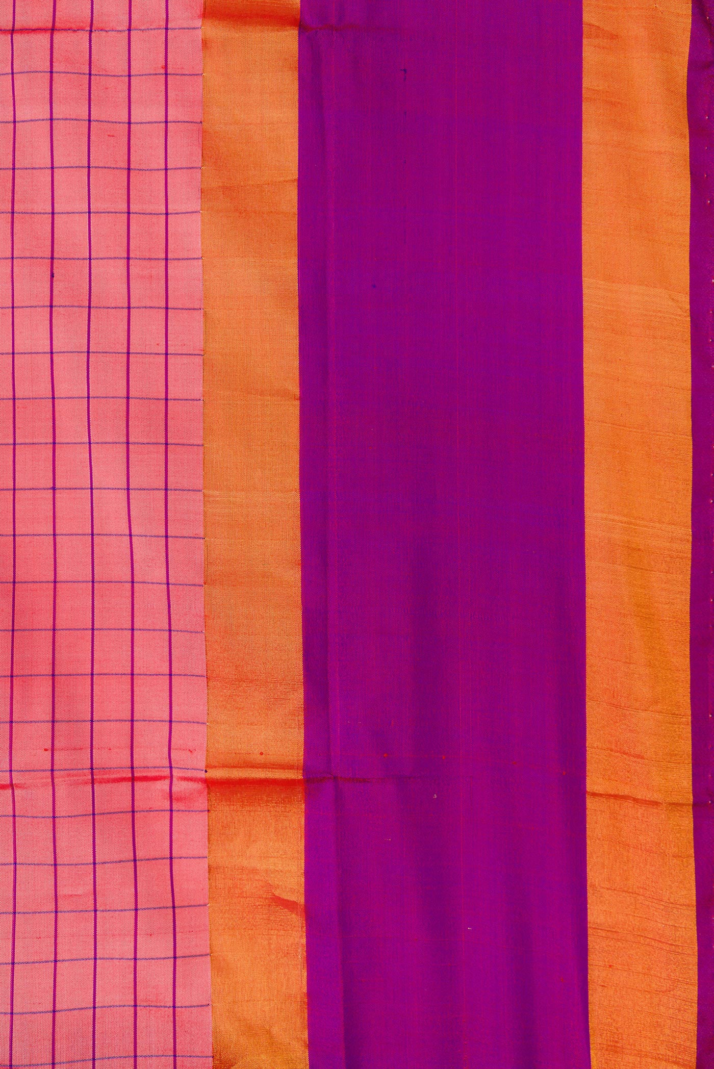 Border image of Pink Dual Tone Soft Silk Saree with Checked design on the body and Zari Border. 