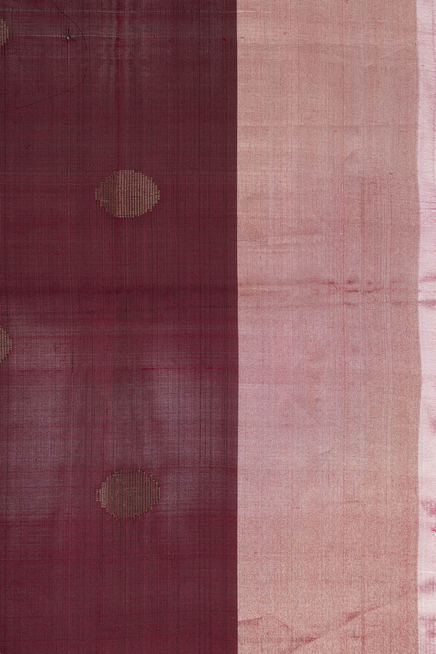 Border image of Maroon Dual Tone Uppada Silk Saree with Zari Butta on the body and Zari Border. 