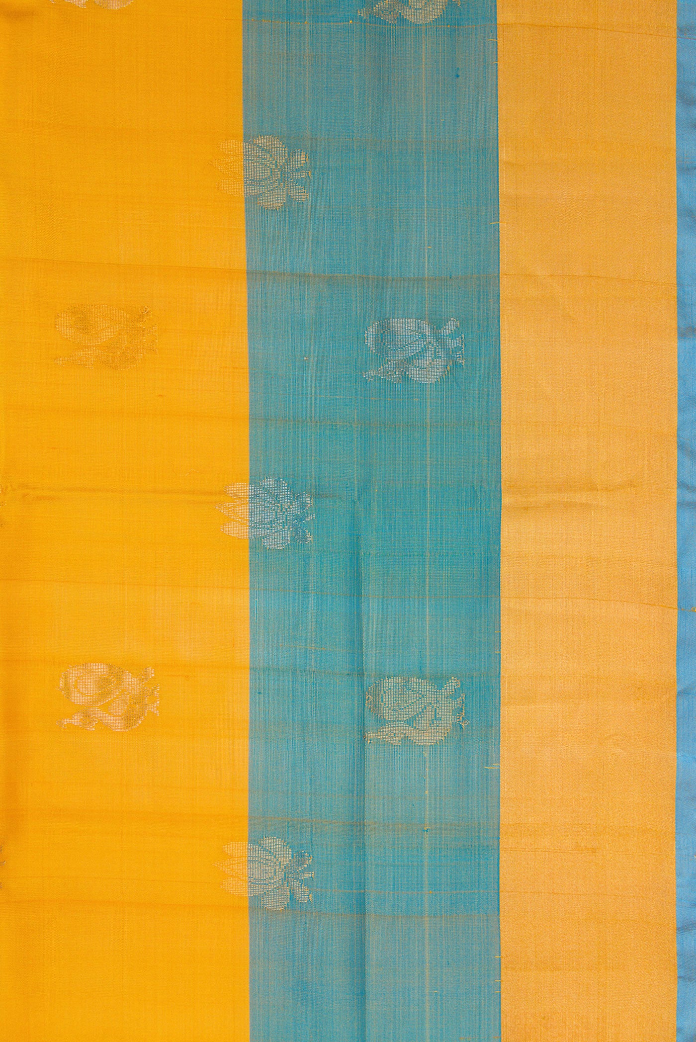Border image of Mustard Dual Tone Uppada Silk Saree with Zari Butta on the body and Zari Border. 