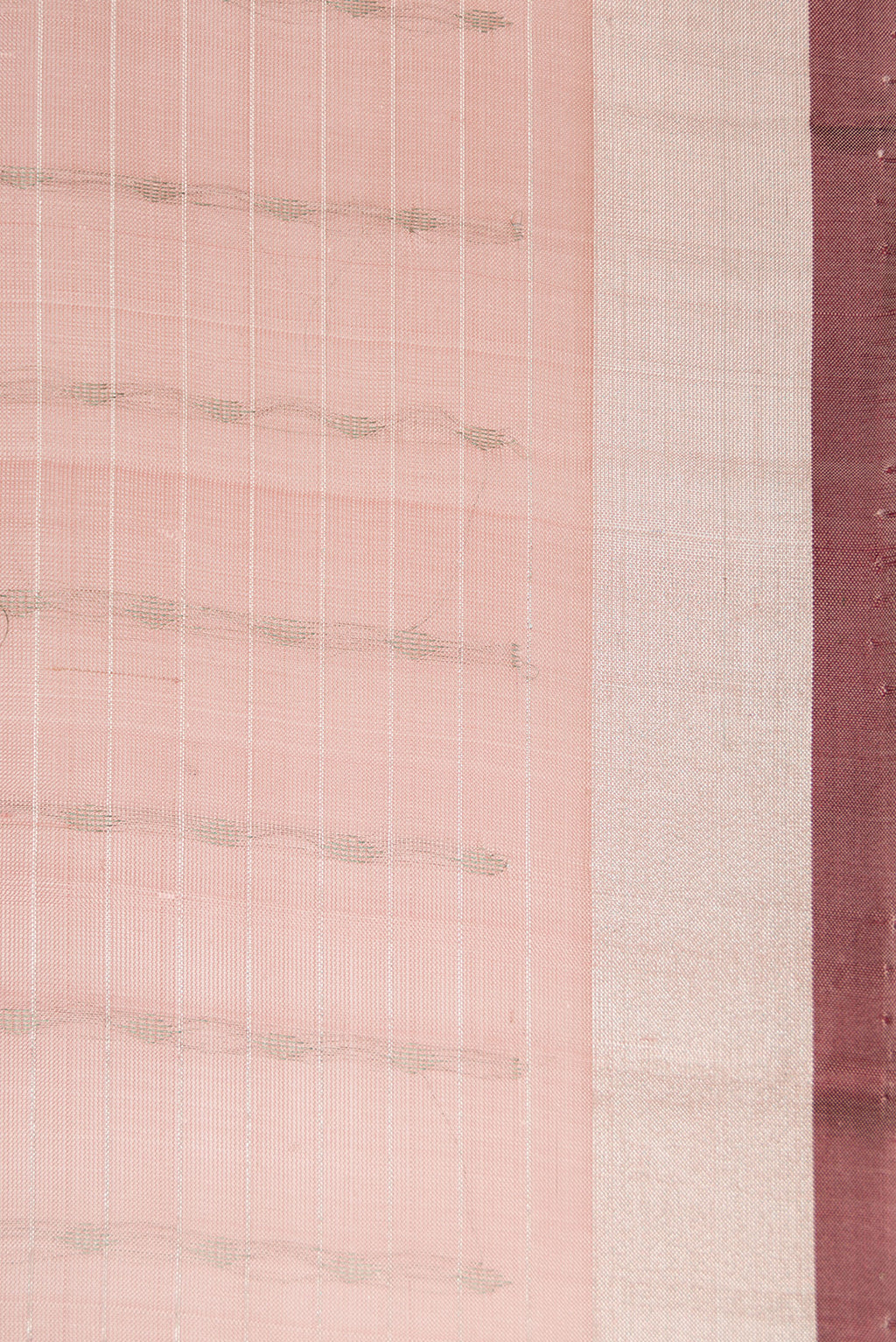 Border image of Rose Gold Dual Tone Uppada Silk Saree with Zari Butta on the body and Zari Border. 