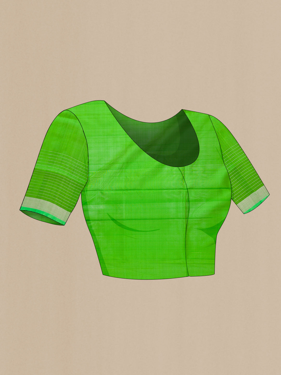 Close up image of the blouse of Dark Pink Dual Tone Uppada Silk Saree with Zari Butta on the body and Zari Border. 