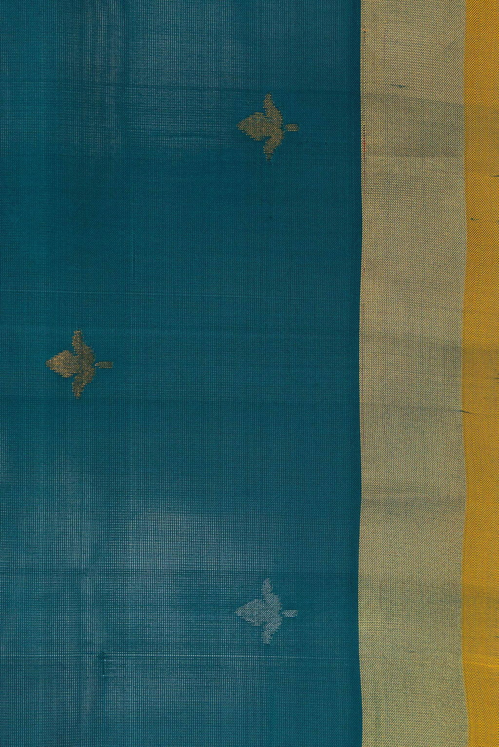 Border image of Maya Blue Dual Tone Uppada Silk Saree with Zari Butta on the body and Zari Border. 