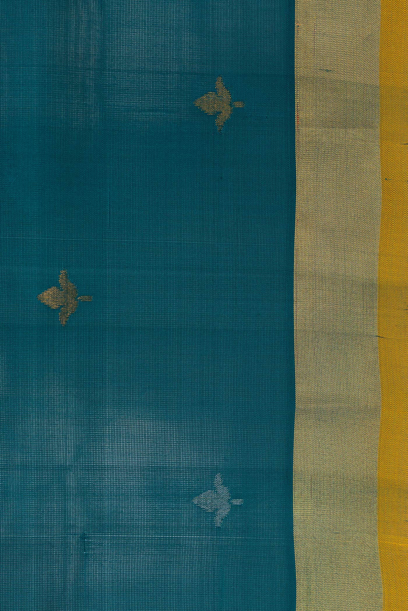 Border image of Maya Blue Dual Tone Uppada Silk Saree with Zari Butta on the body and Zari Border. 