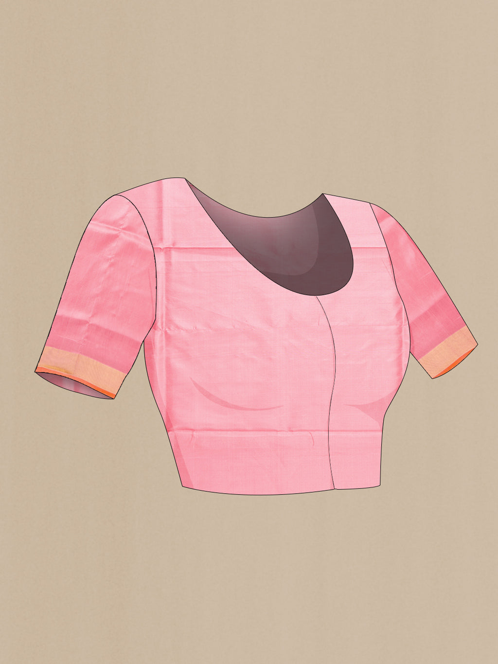 Close up image of the blouse of Pink Dual Tone Uppada Silk Saree with Zari And Thread Butta on the body and Zari Border. 