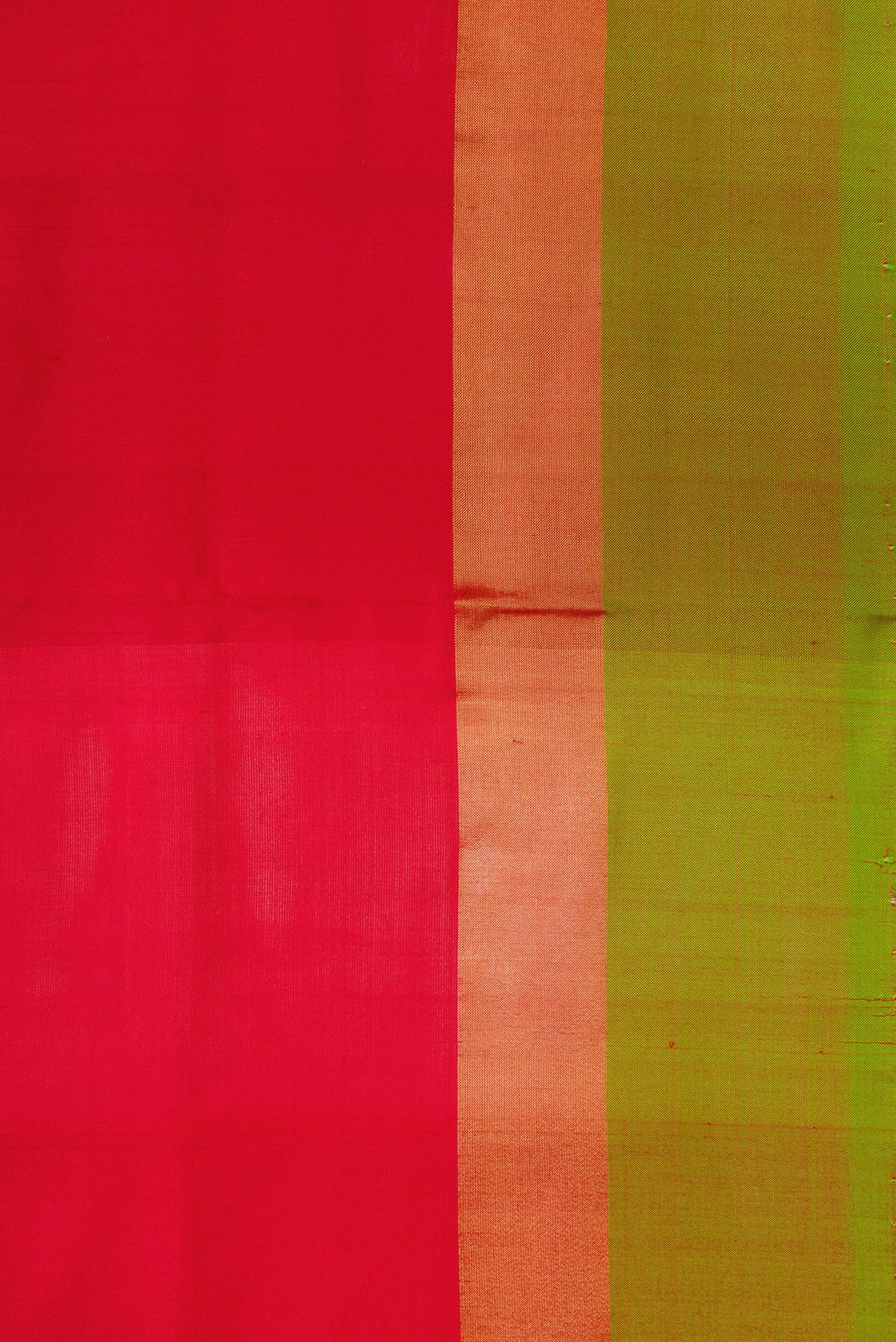 Border image of Red Dual Tone Uppada Silk Saree with Plain Body and Zari Border. 
