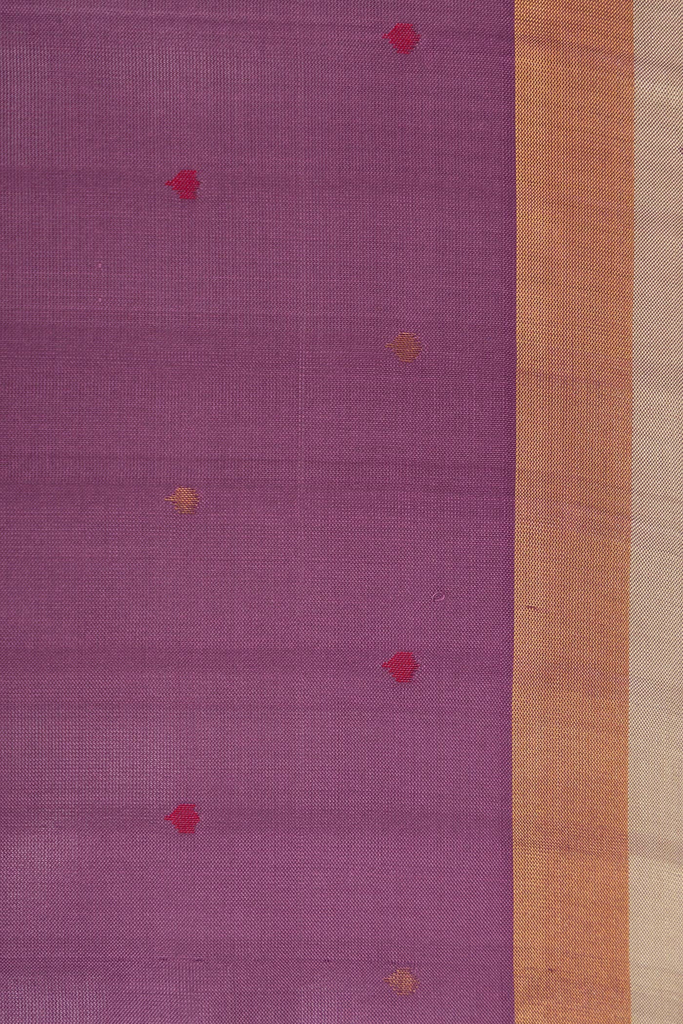 Border image of Lavender Dual Tone Uppada Silk Saree with Zari And Thread Butta on the body and Zari Border. 
