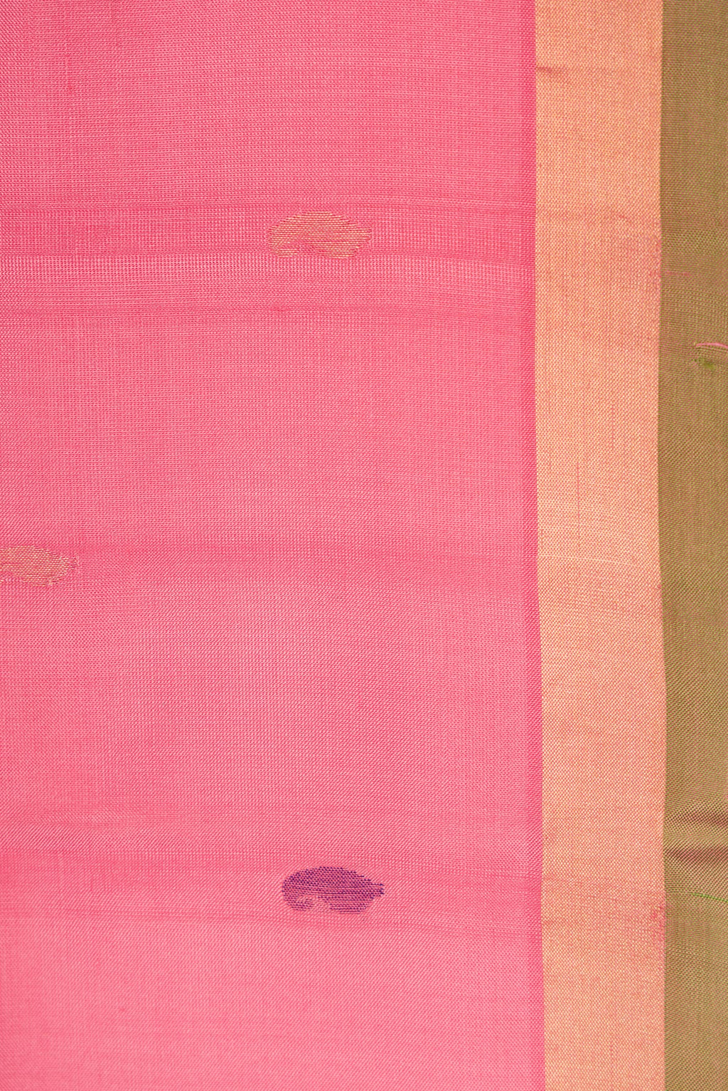 Border image of Pink Dual Tone Uppada Silk Saree with Zari And Thread Butta on the body and Zari Border. 