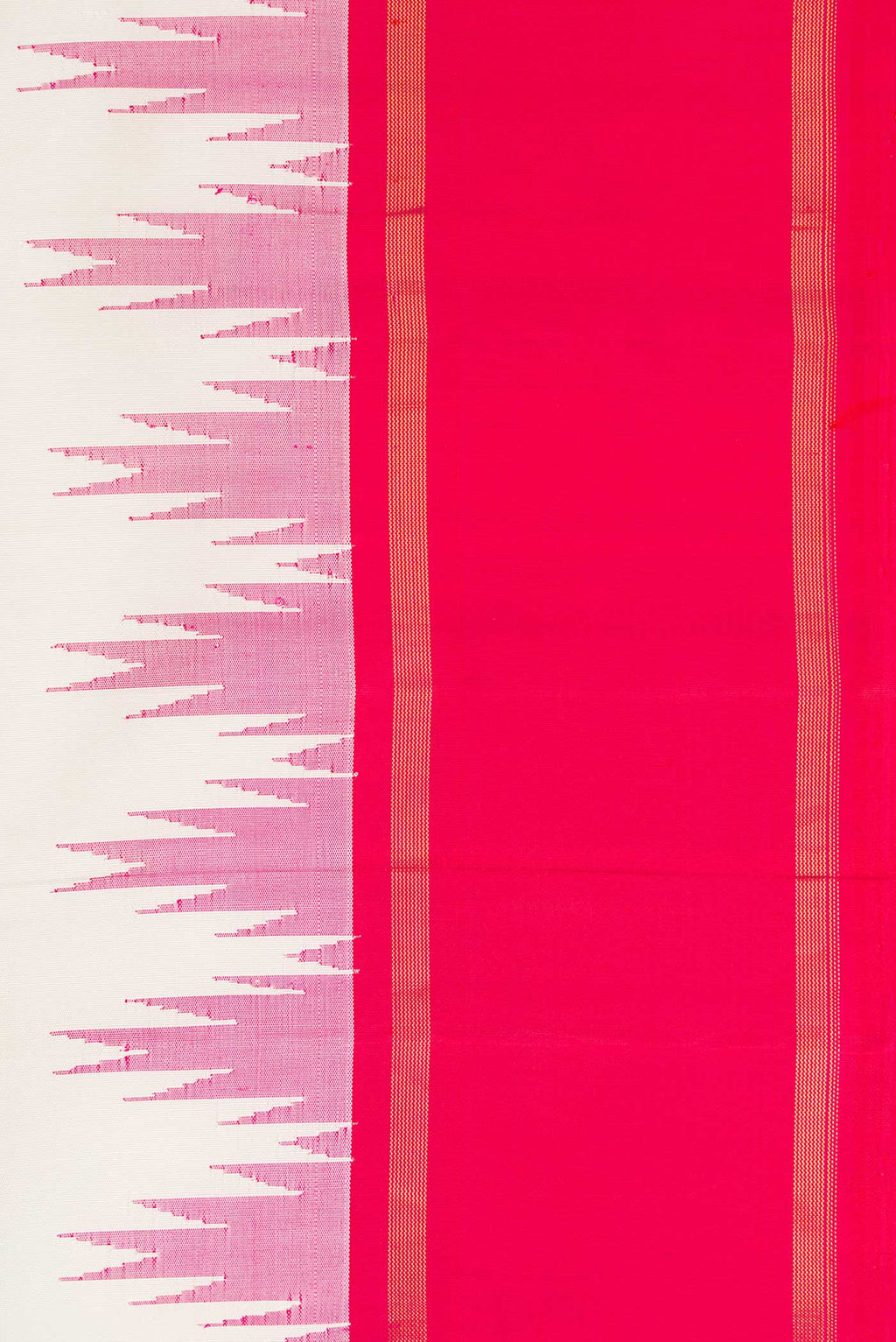 Border image of Off White Dual Tone Kanchipuram Silk Saree with Plain Body and Temple Border