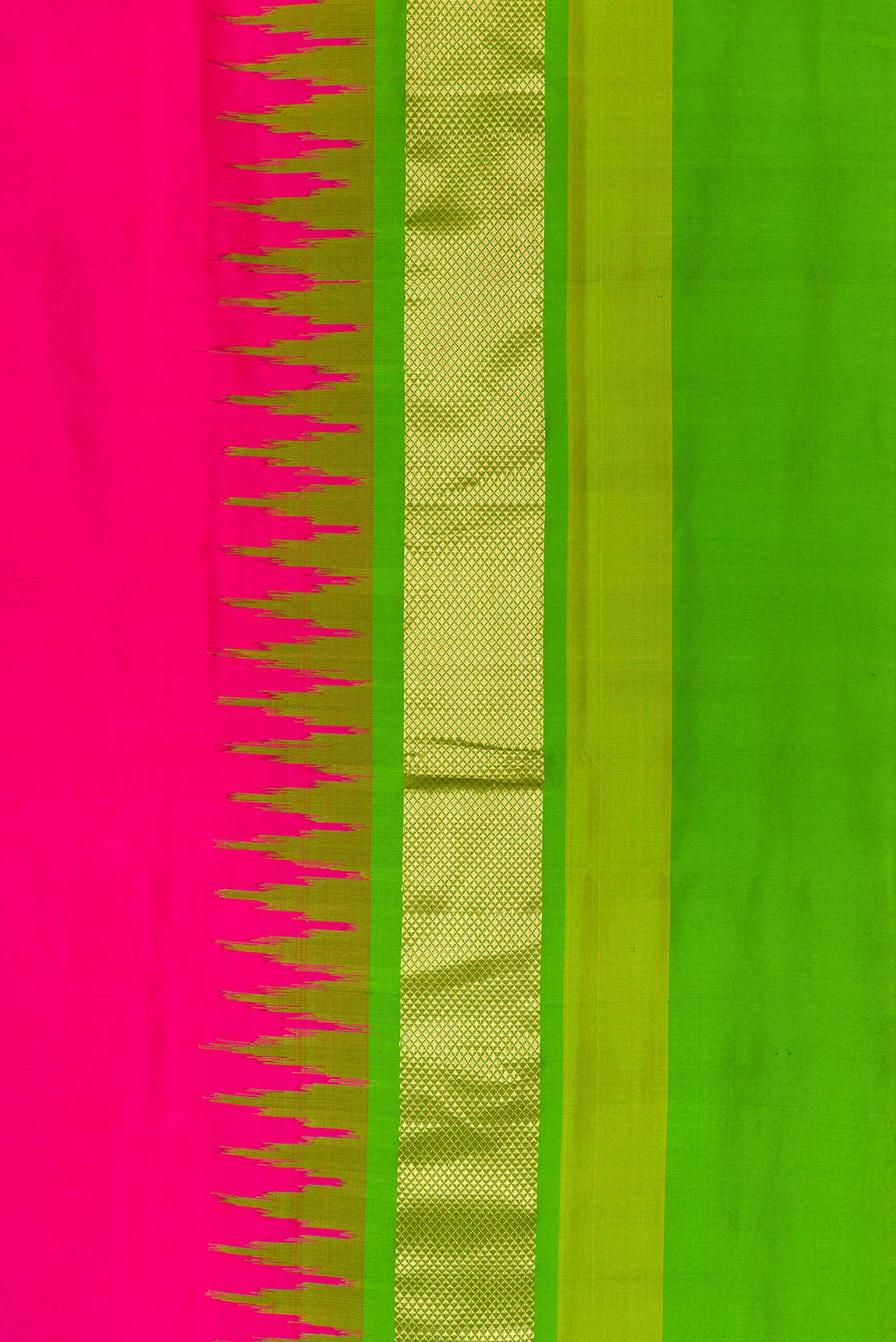 Border image of Pink Pochampally Silk Saree with Plain Body and Zari Border
