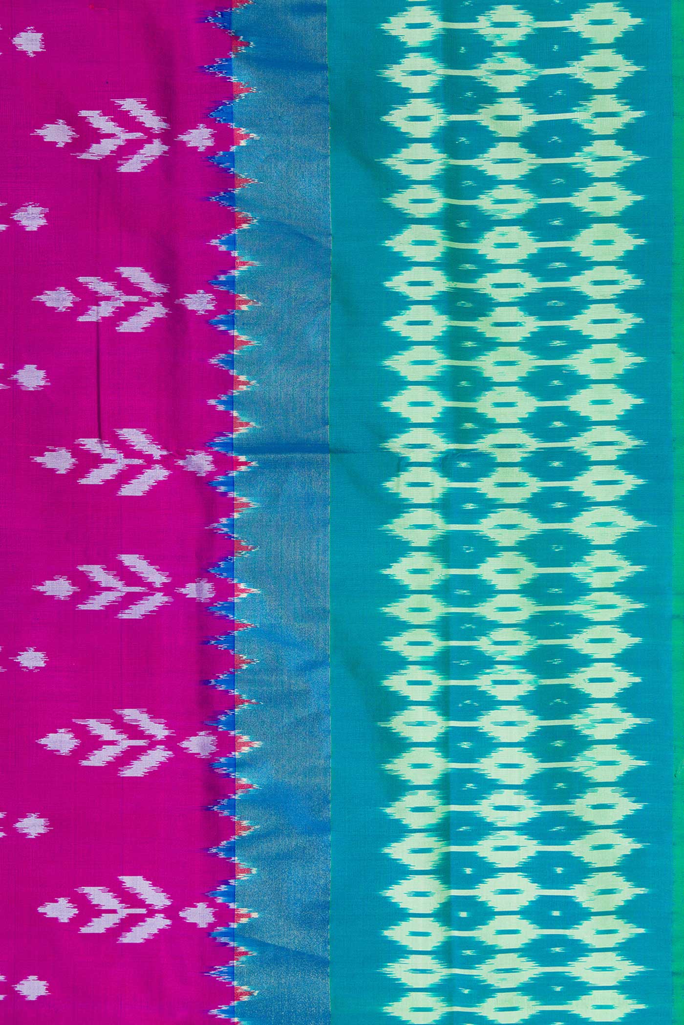 Border image of Purple Dual Tone Double Ikat Saree with Ikat Print on the body and Ikat Border