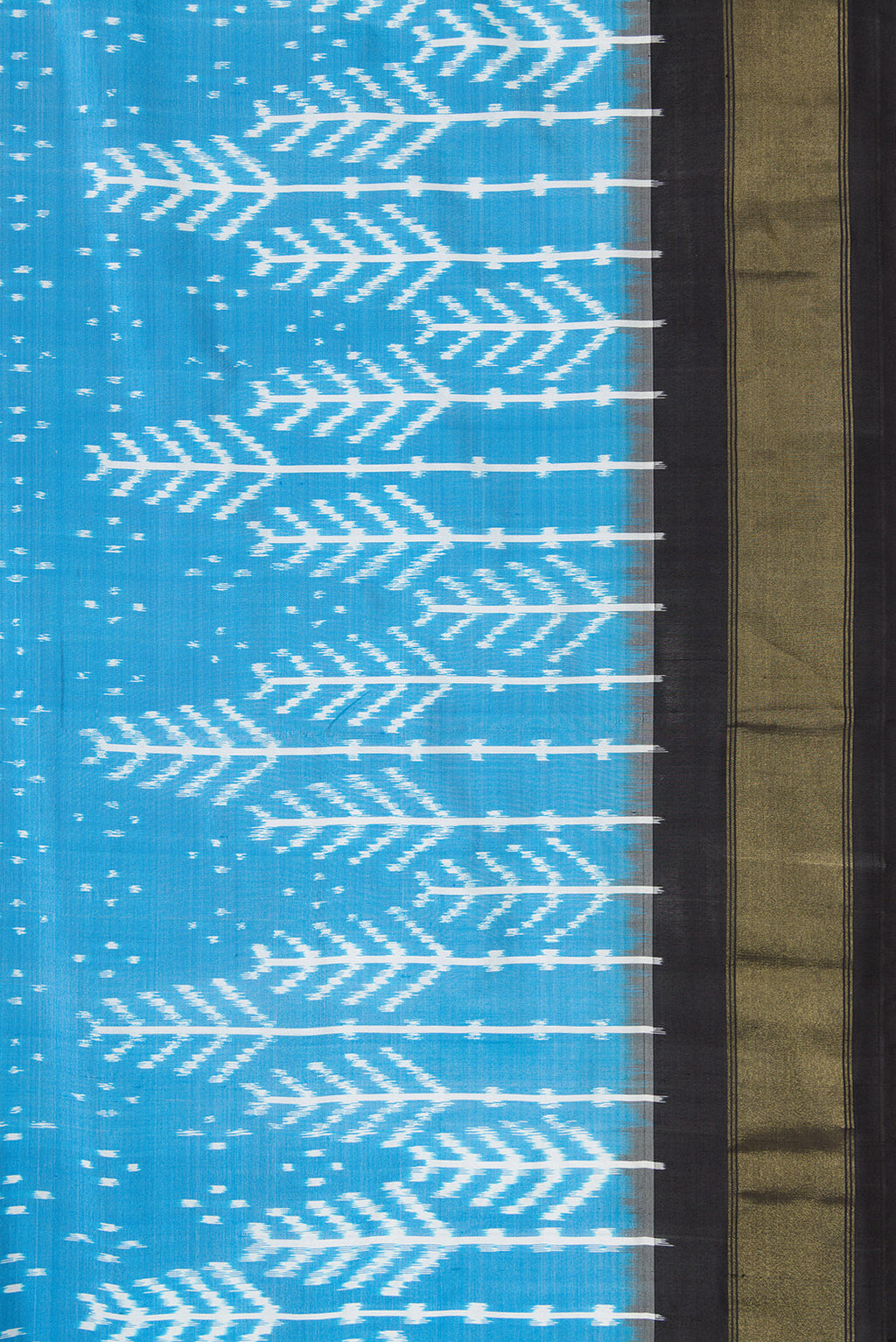 Border image of Sky Blue Dual Tone Double Ikat Saree with Ikat Print on the body and Zari Border. 