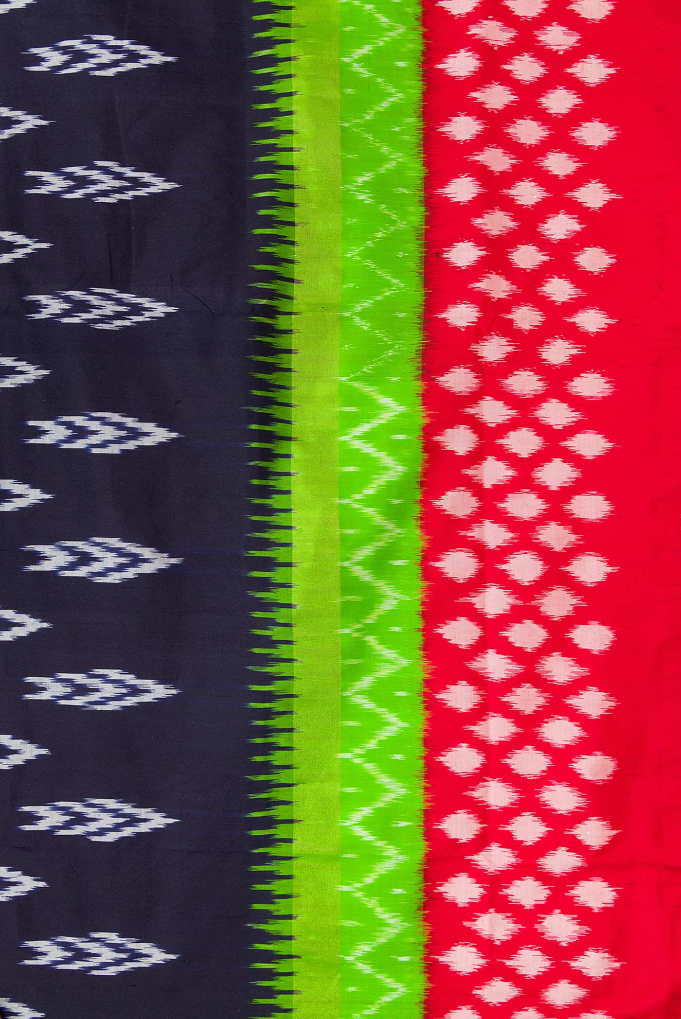 Border image of Navy Blue Dual Tone Double Ikat Saree with Ikat Print on the body and Ikat Border. 