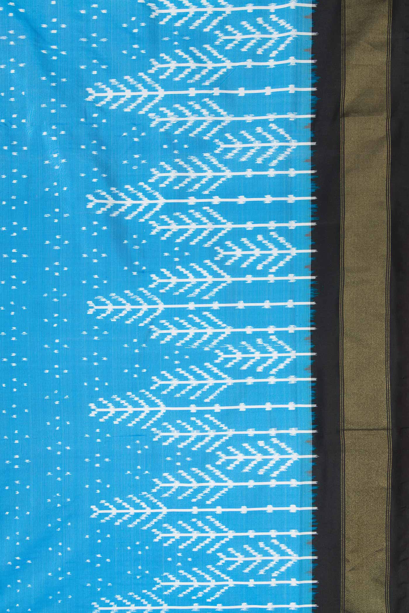 Border image of Sky Blue Pochampally Silk Saree with Pure Ikat on the body and Zari Border