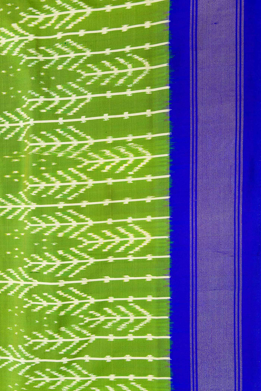 Border image of Green Dual Tone Double Ikat Saree with Ikat Print on the body and Fancy Border. 