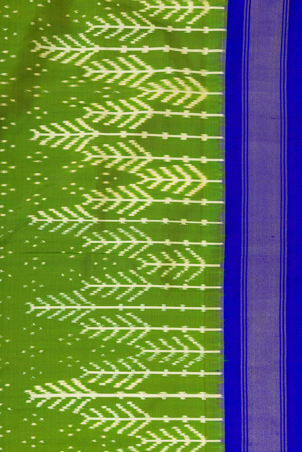 Border image of Green Pochampally Silk Saree with Pure Ikat on the body and Zari Border