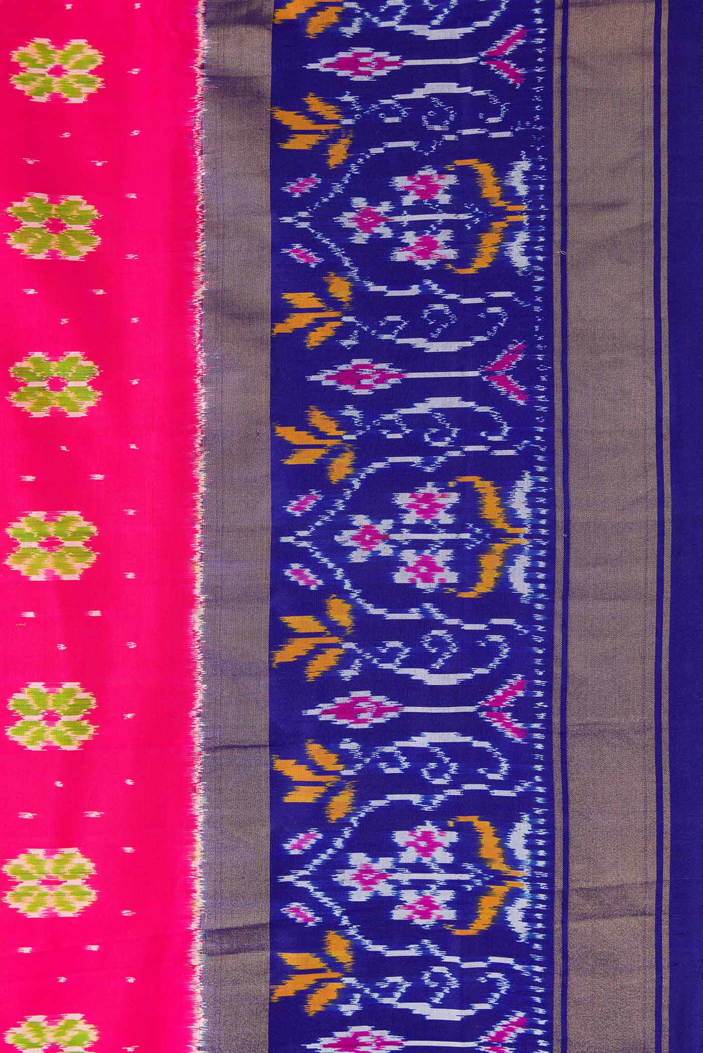 Border image of Pink Dual Tone Double Ikat Saree with Ikat Print on the body and Ikat Border. 