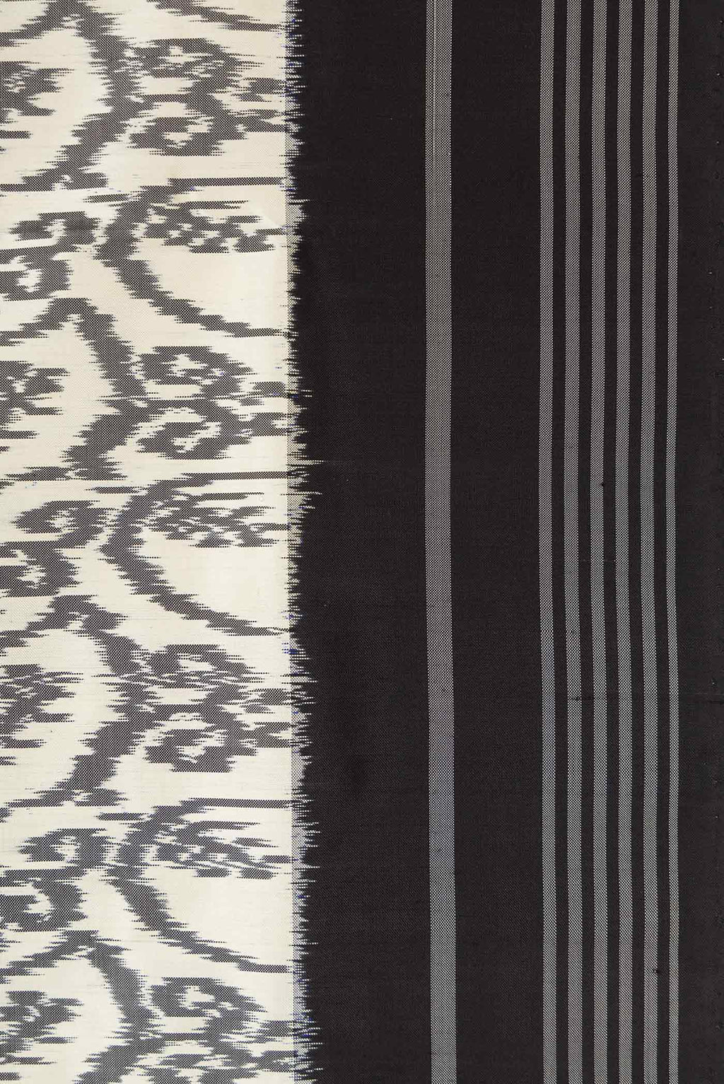 Border image of Off White Pochampally Silk Saree with Pure Ikat on the body and Plain Border