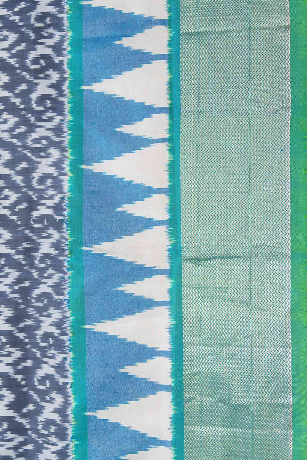 Border image of Grey Dual Tone Double Ikat Saree with Ikat Print on the body and Ikat Border