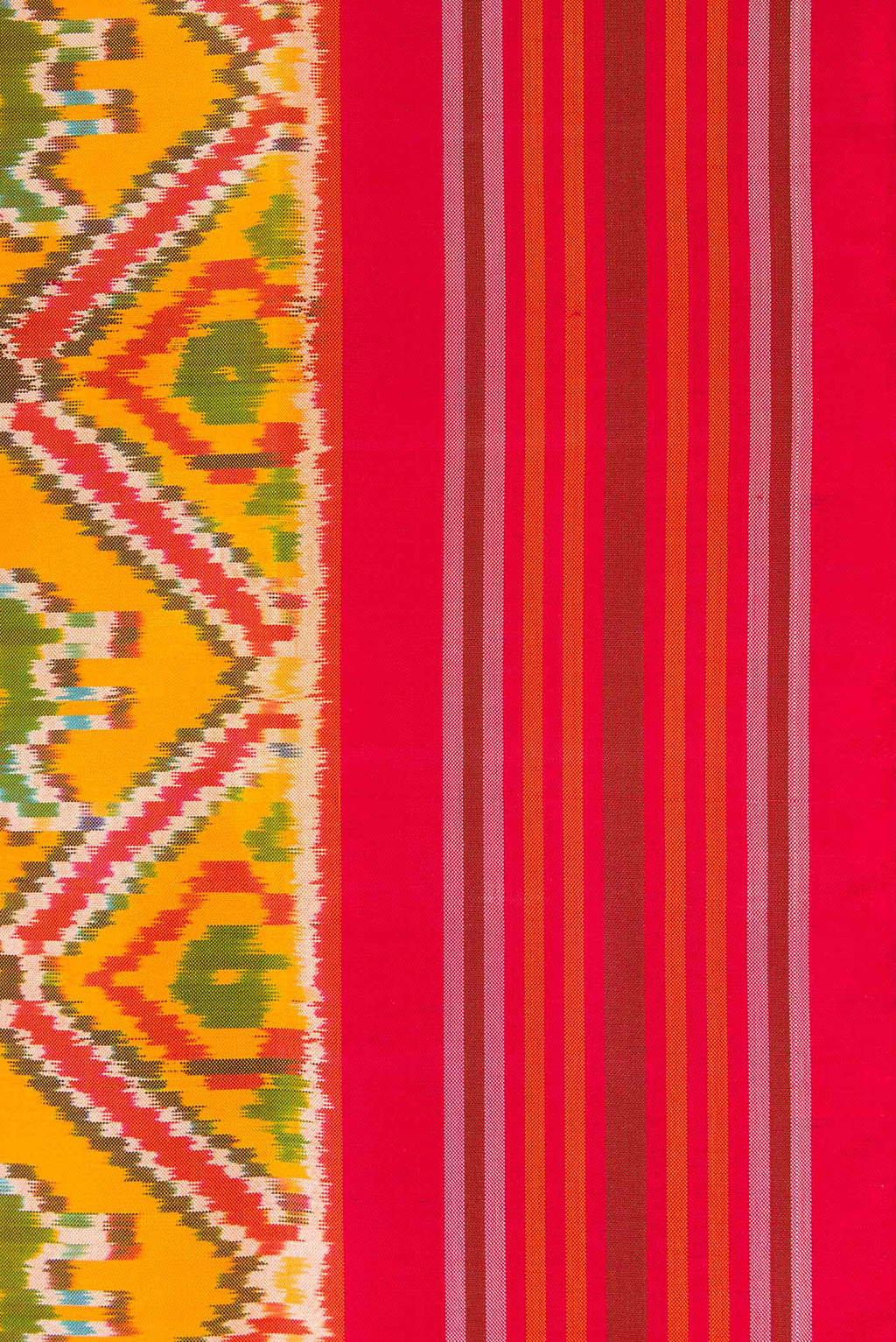 Border image of Yellow Dual Tone Double Ikat Saree with Ikat Print on the body and Thread Border