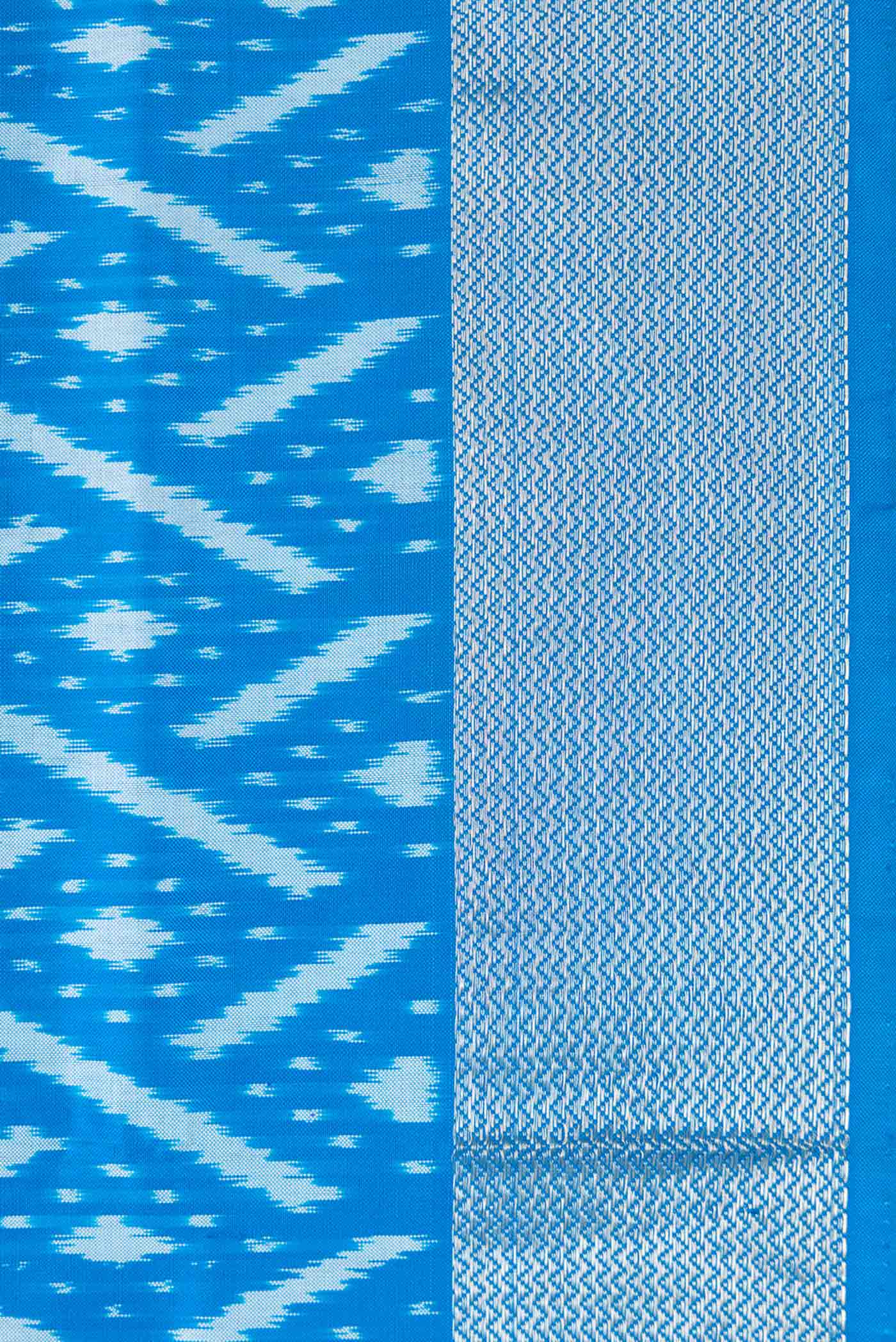 Border image of Sky Blue Pochampally Silk Saree with Pure Ikat on the body and Zari Border