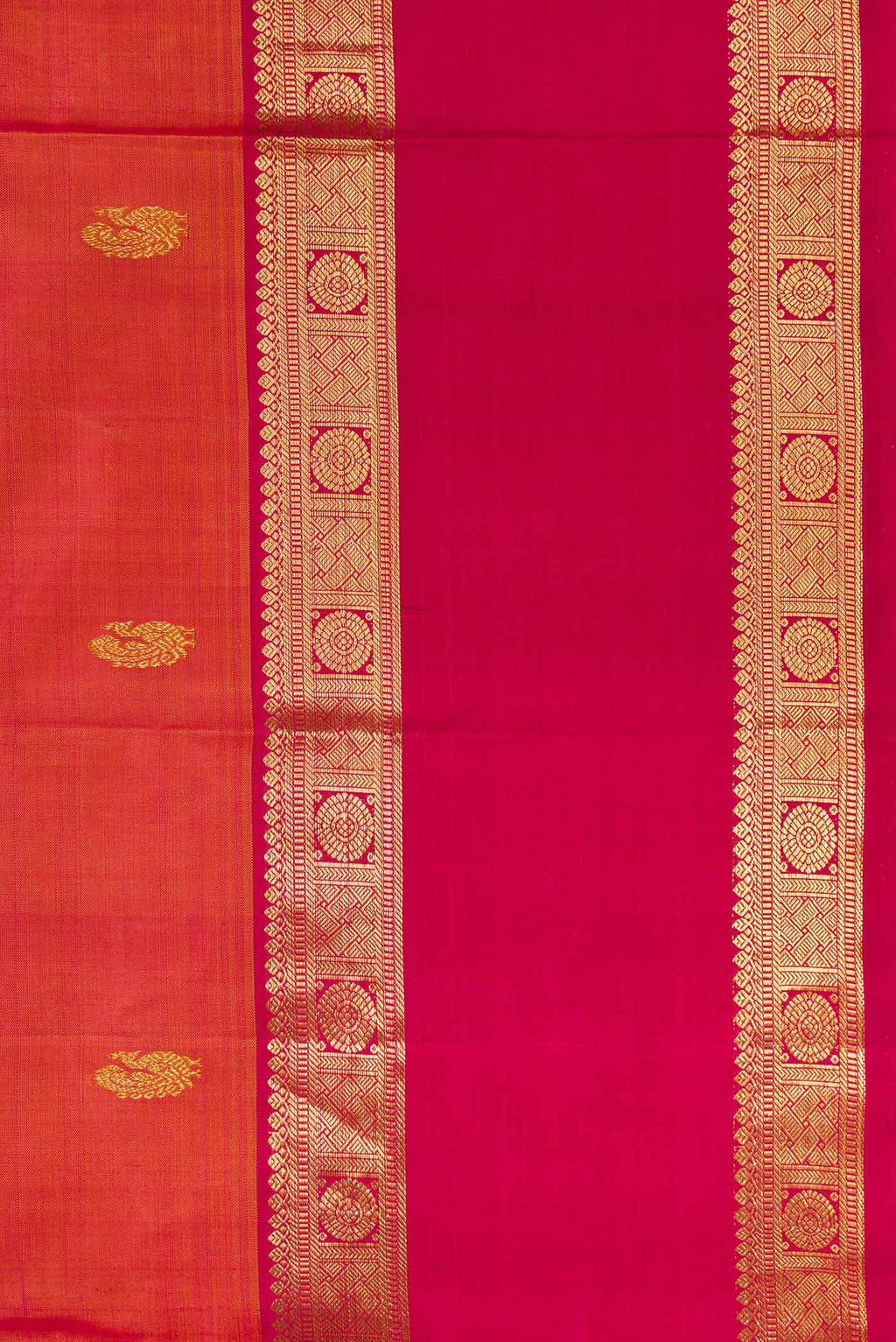 Border image of Mustard Dual Tone Kanjivaram Silk Saree with Zari Butta on the body and Zari Border. 