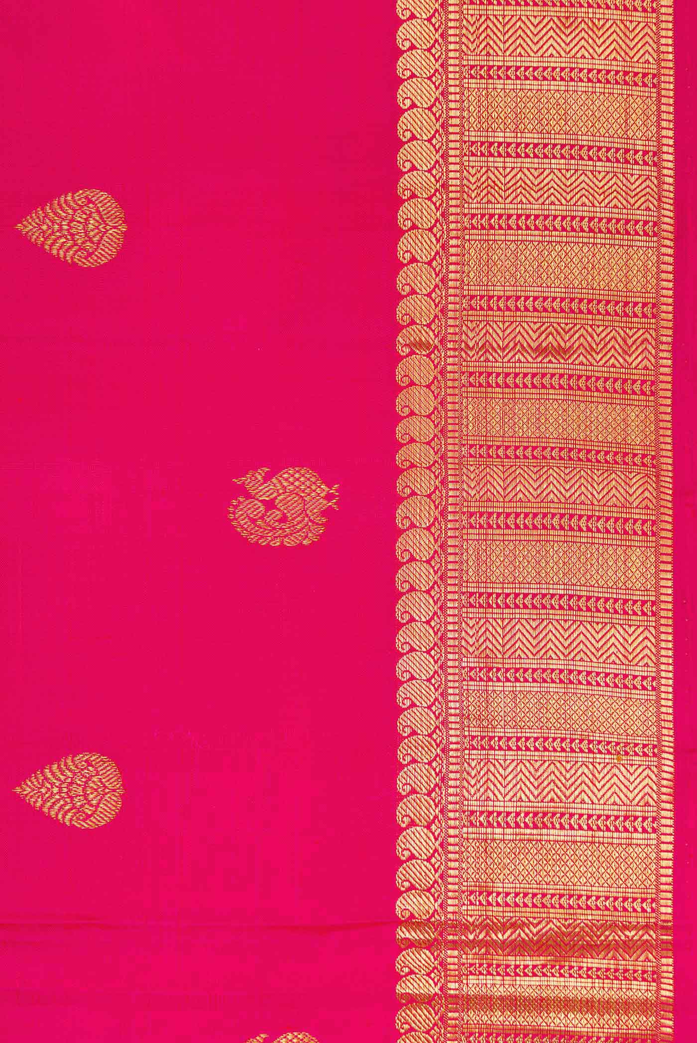 Border image of Pink Dual Tone Kanjivaram Silk Saree with Zari Butta on the body and Zari Border. 