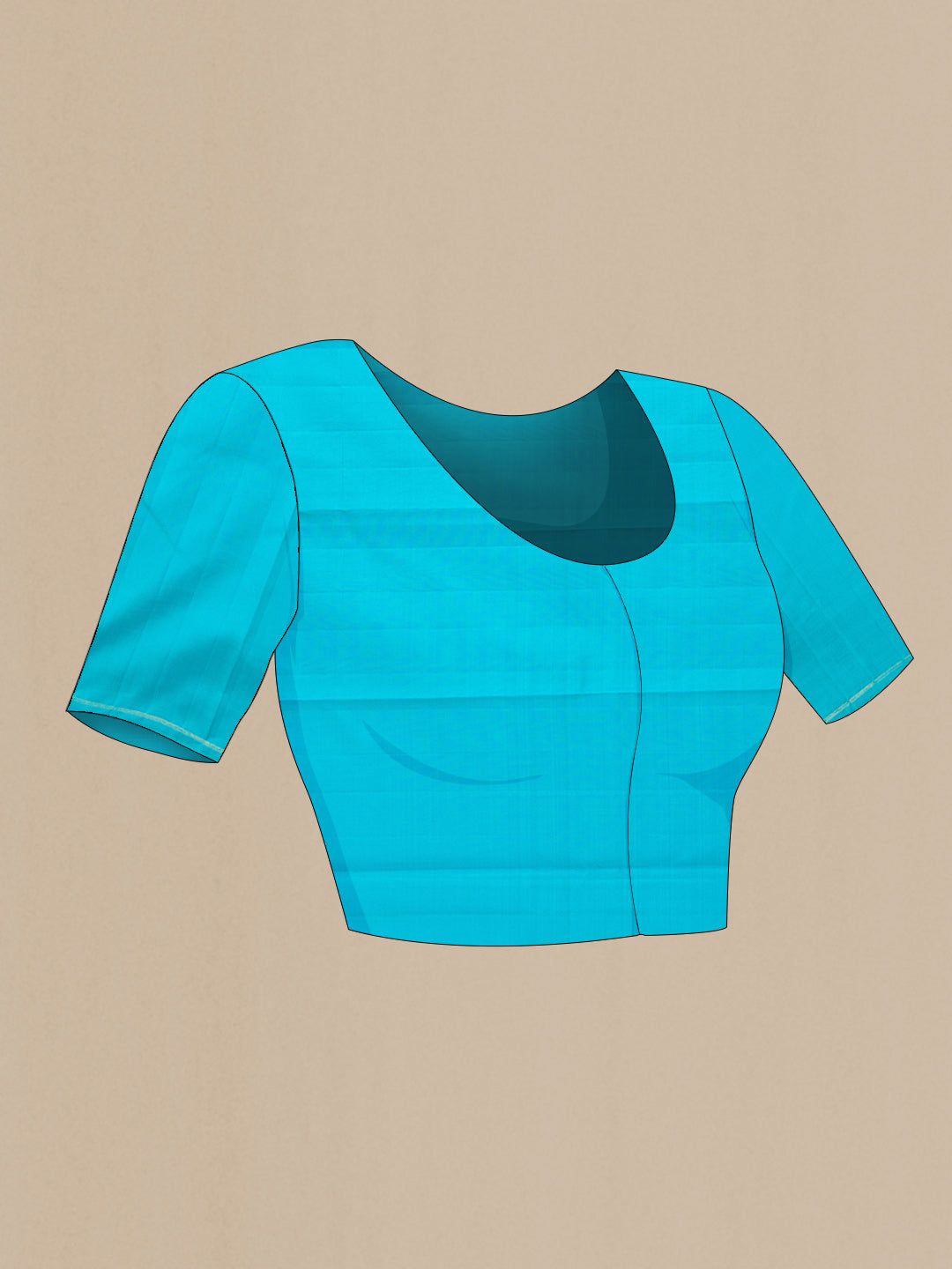 Close up image of the blouse of Pure Silk Pure Zari Lavender Dual Tone Kanchipuram Saree with Zari Butta on the body and Thin Zari Line. 