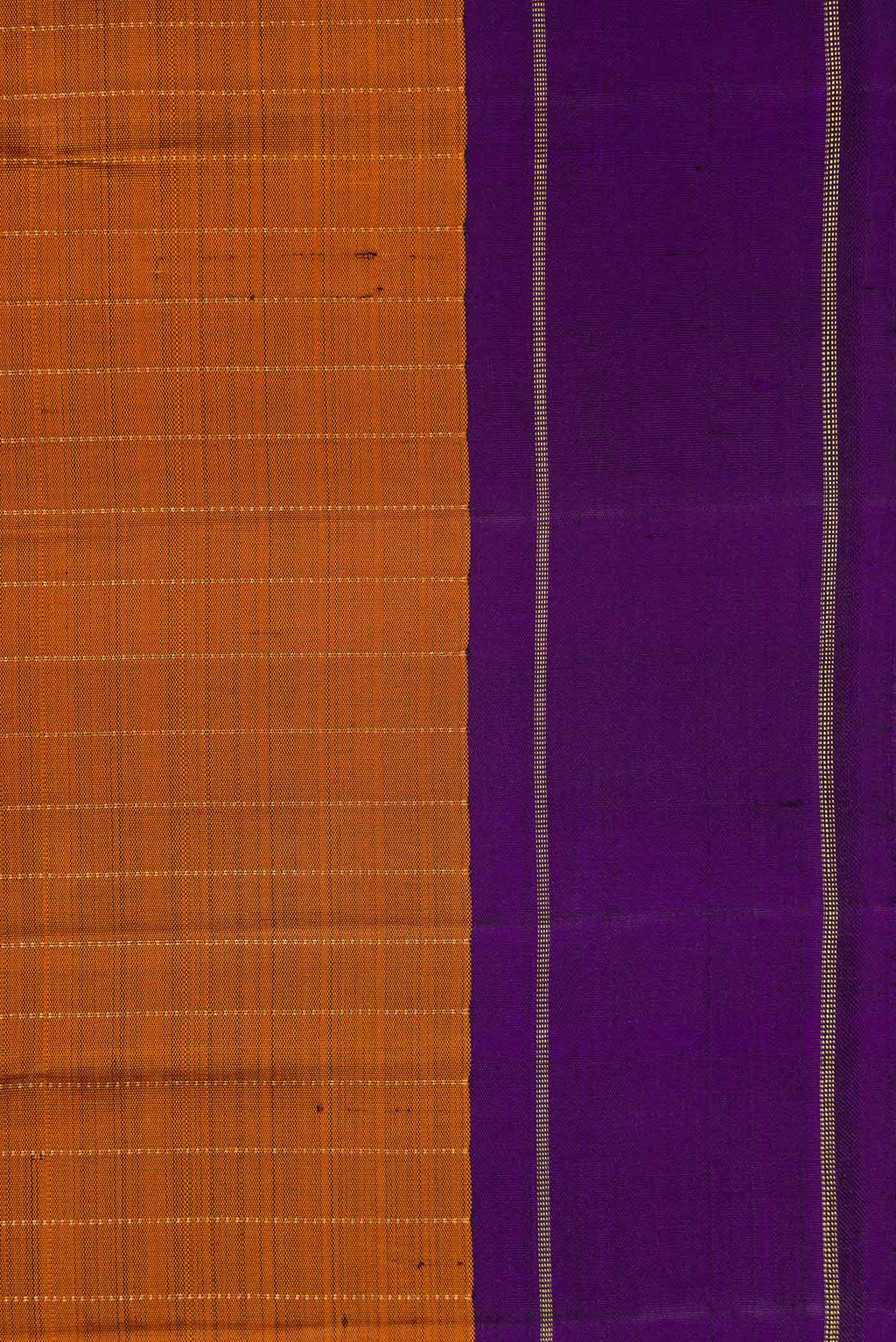 Border image of Orange Dual Tone Kanjivaram Silk Saree with Stripes on the body and Zari Border. 