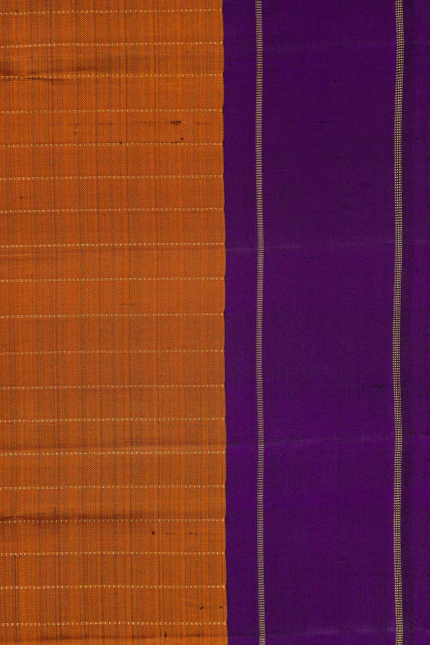Border image of Orange Dual Tone Kanjivaram Silk Saree with Stripes on the body and Zari Border. 