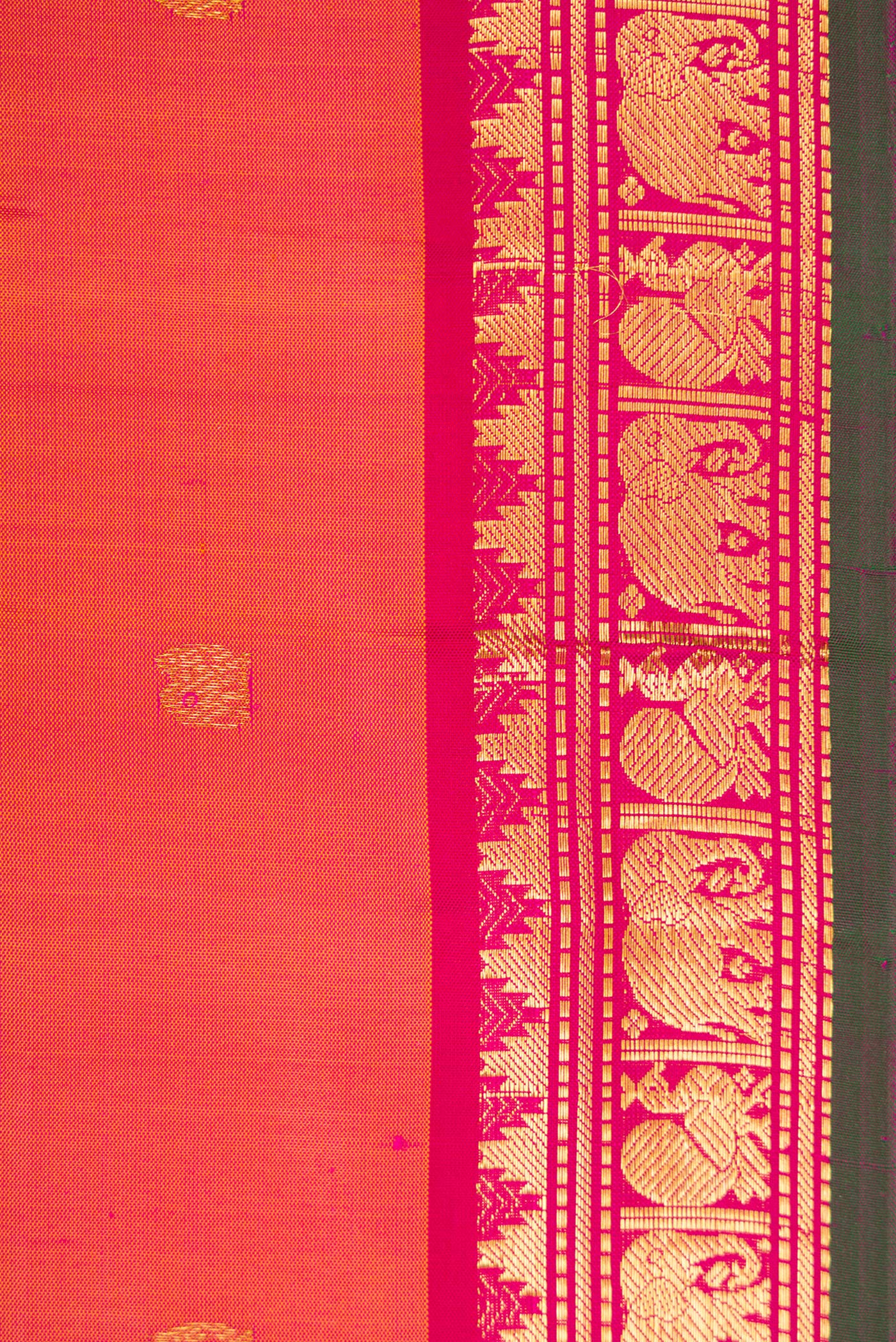 Border image of Coral Dual Tone Kanchipuram Silk Saree with Zari Butta on the body and Zari Border. 