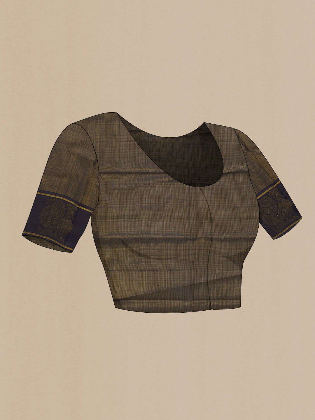 Close up image of the blouse of Pink Dual Tone Kanjivaram Silk Saree with Zari Butta on the body and Zari Border. 