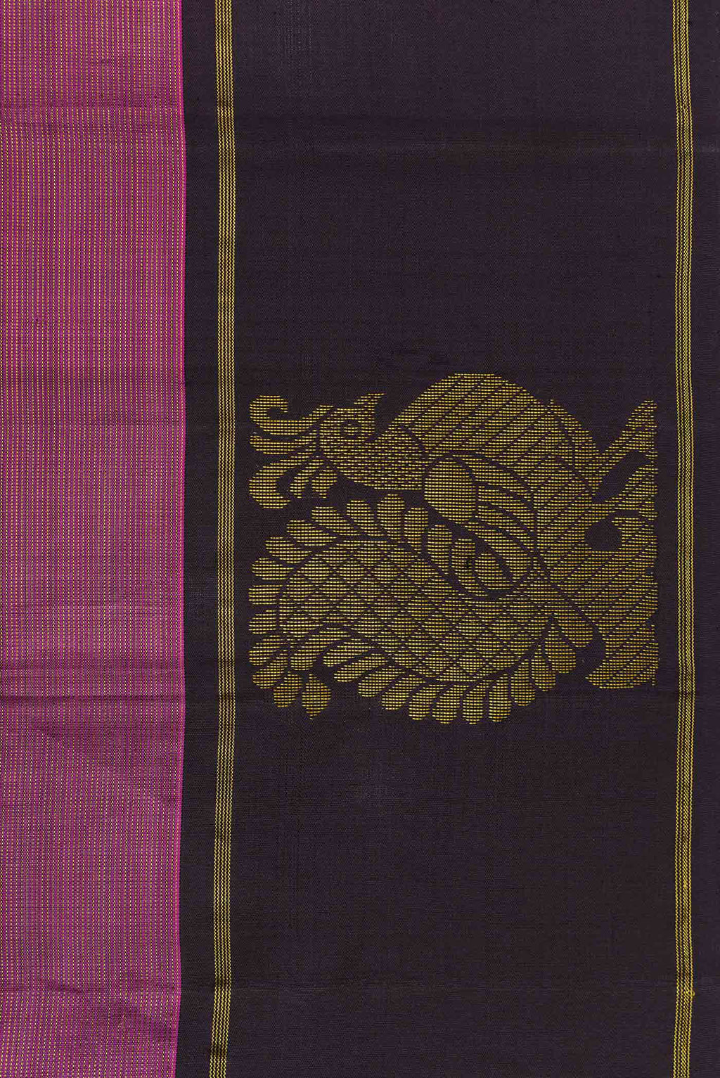 Border image of Pink Dual Tone Kanjivaram Silk Saree with Zari Butta on the body and Zari Border. 