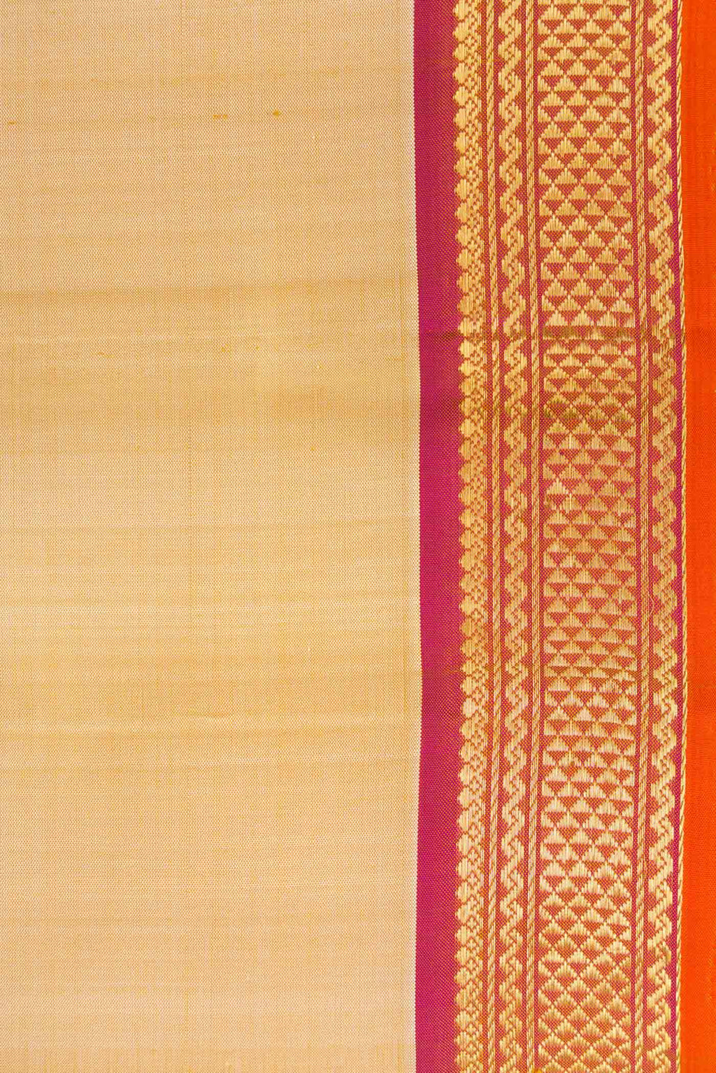 Border image of Beige Dual Tone Kanjivaram Silk Saree with Plain Body and Thread Border. 
