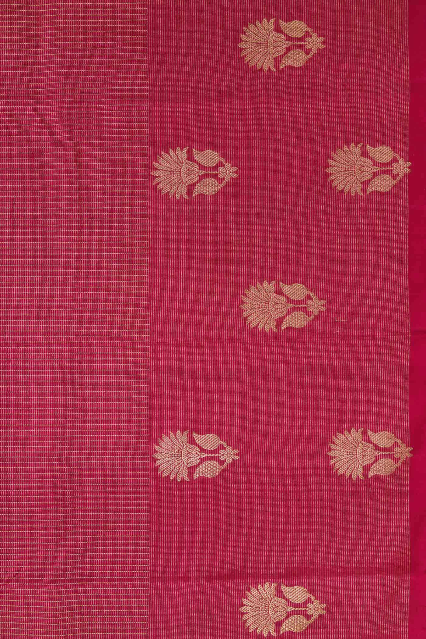 Border image of Maroon Dual Tone Kanjivaram Silk Saree with Stripes on the body and Fancy Border. 