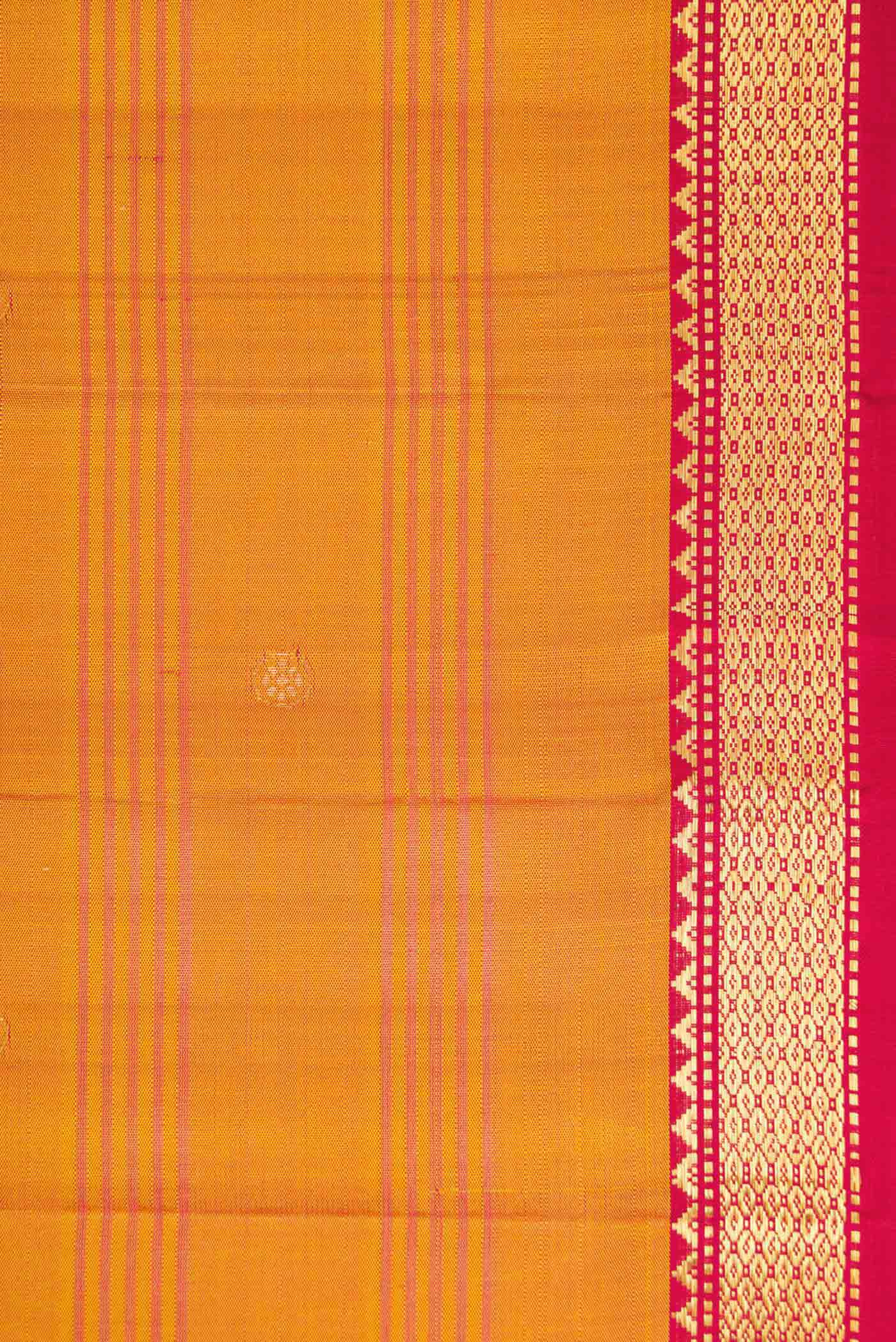 Border image of Mustard Dual Tone Kanchipuram Silk Saree with Zari Butta on the body and Zari Border. 