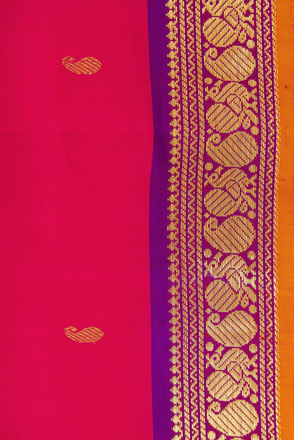 Border image of Pink Dual Tone Kanchipuram Silk Saree with Zari Butta on the body and Zari Border. 